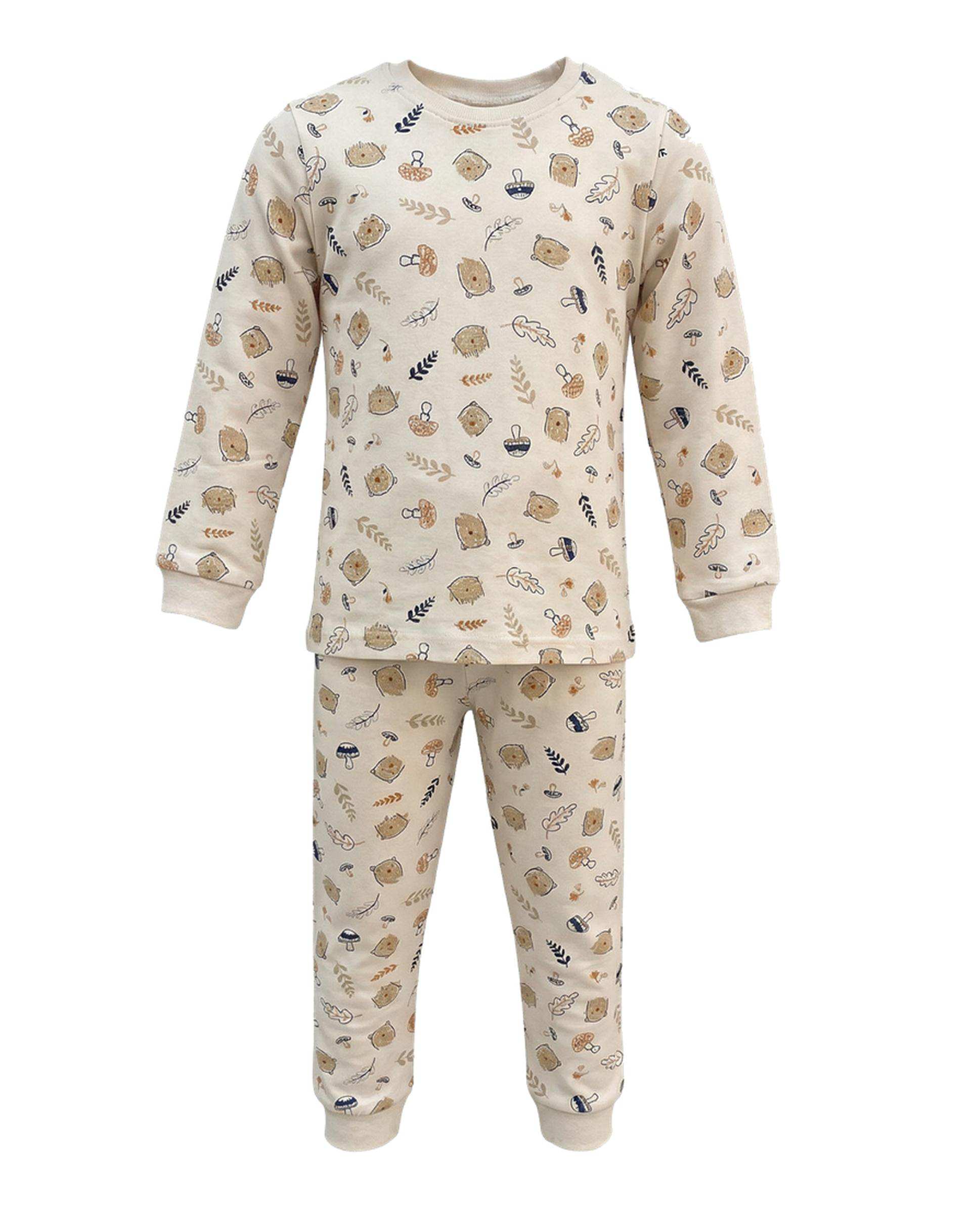 ست بلوز و شلوار پسرانه کرم فیورلا Fiorella طرح خرس و قارچ 2 کد 35209