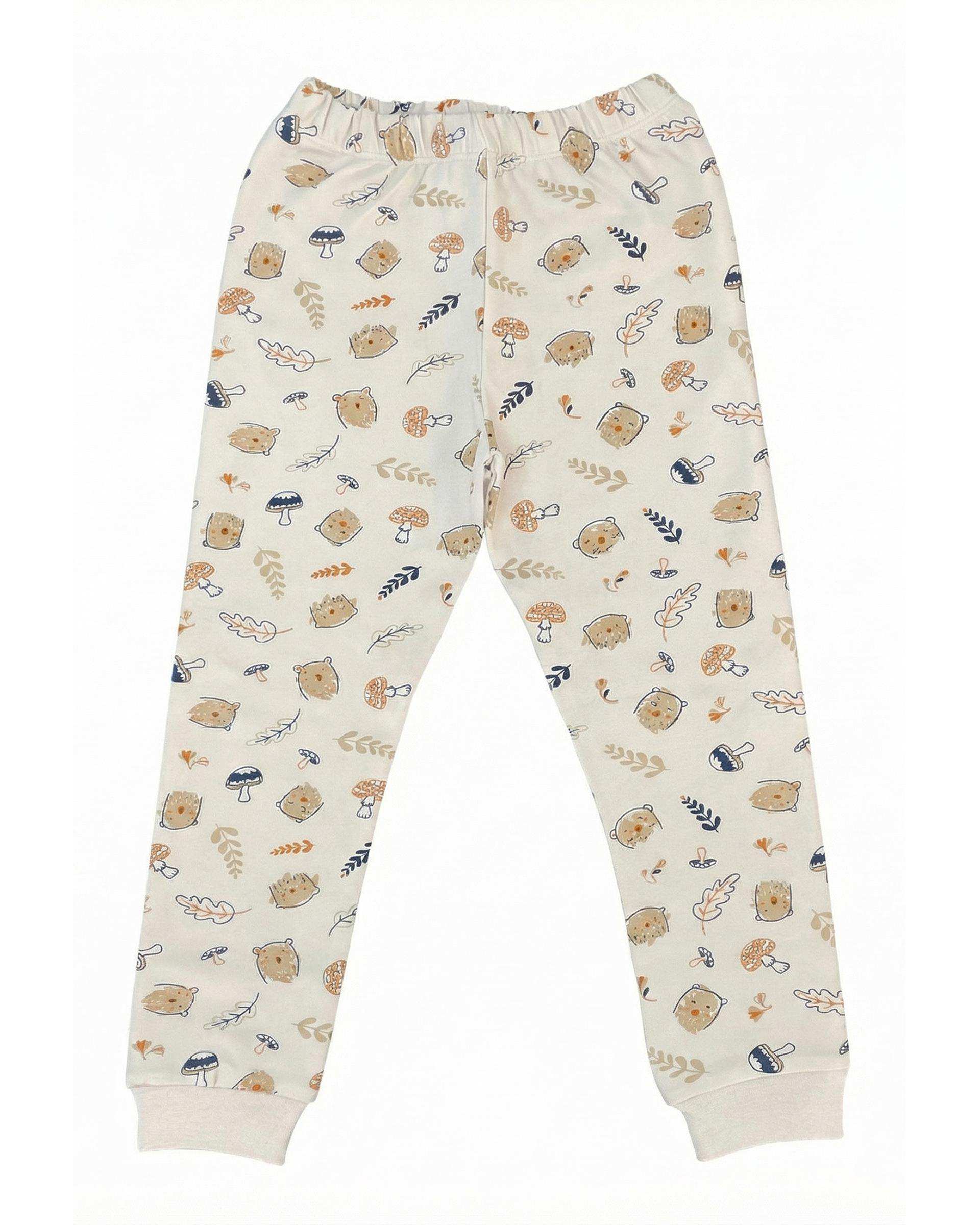 ست بلوز و شلوار پسرانه کرم فیورلا Fiorella طرح خرس و قارچ 2 کد 35209