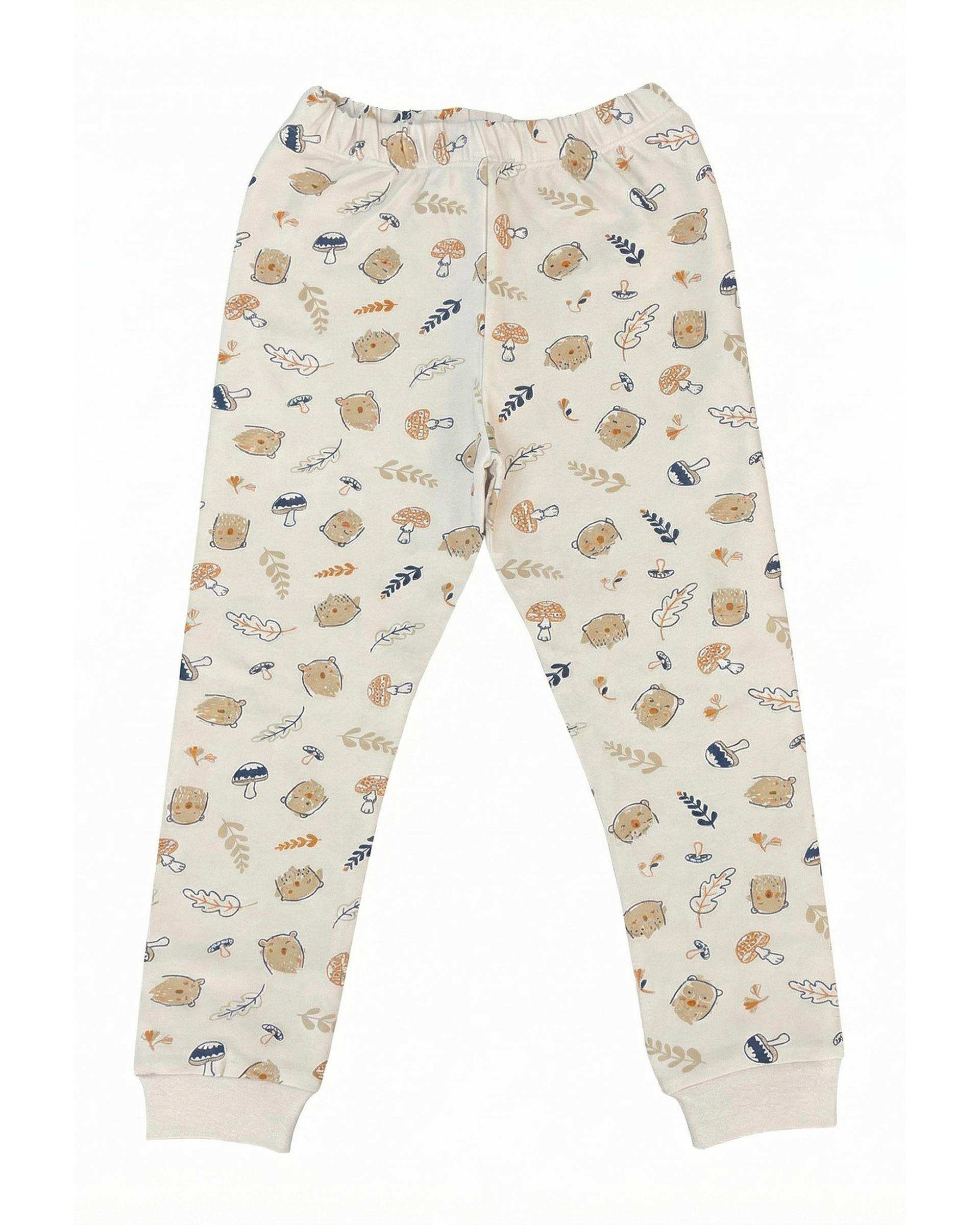 ست بلوز و شلوار پسرانه نوزادی کرم فیورلا Fiorella طرح خرس و قارچ 1 کد 25209