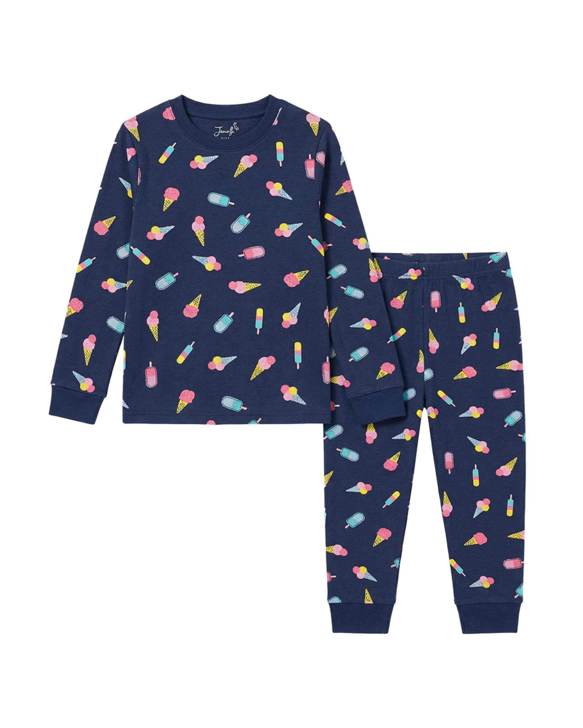 ست بلوز و شلوار دخترانه نوزادی سرمه ای فیورلا Fiorella طرح بستنی 1 کد 25206