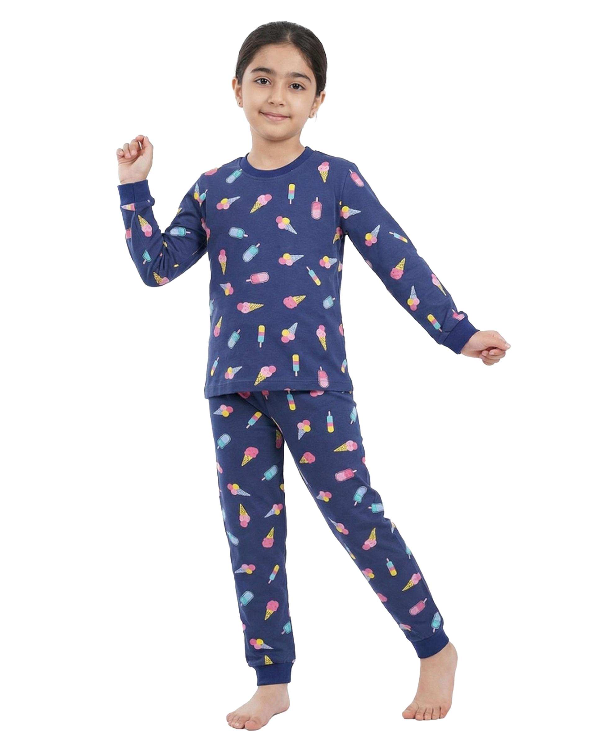 ست بلوز و شلوار دخترانه سرمه ای فیورلا Fiorella طرح بستنی 3 کد 45206