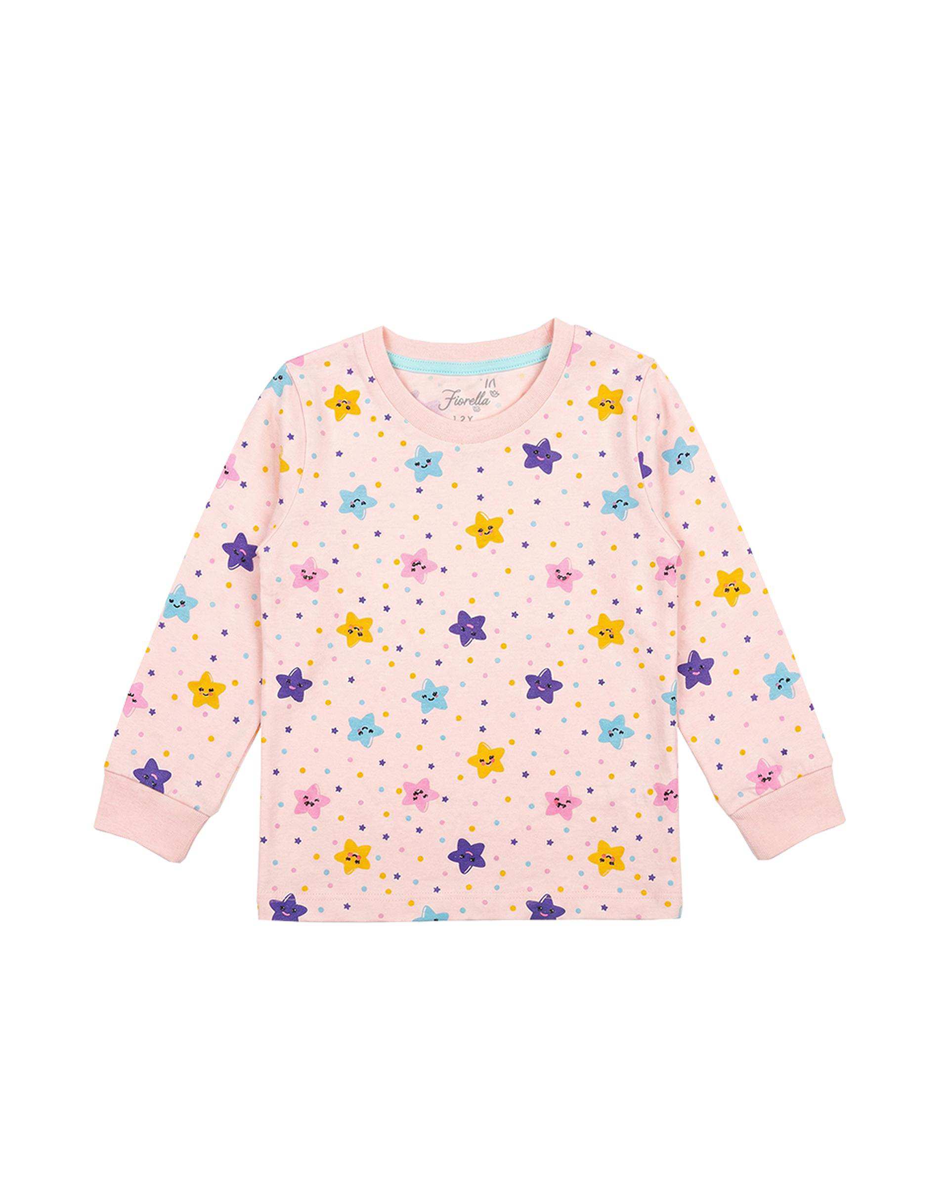 ست بلوز و شلوار دخترانه صورتی فیورلا Fiorella طرح ستاره 2 کد 35203