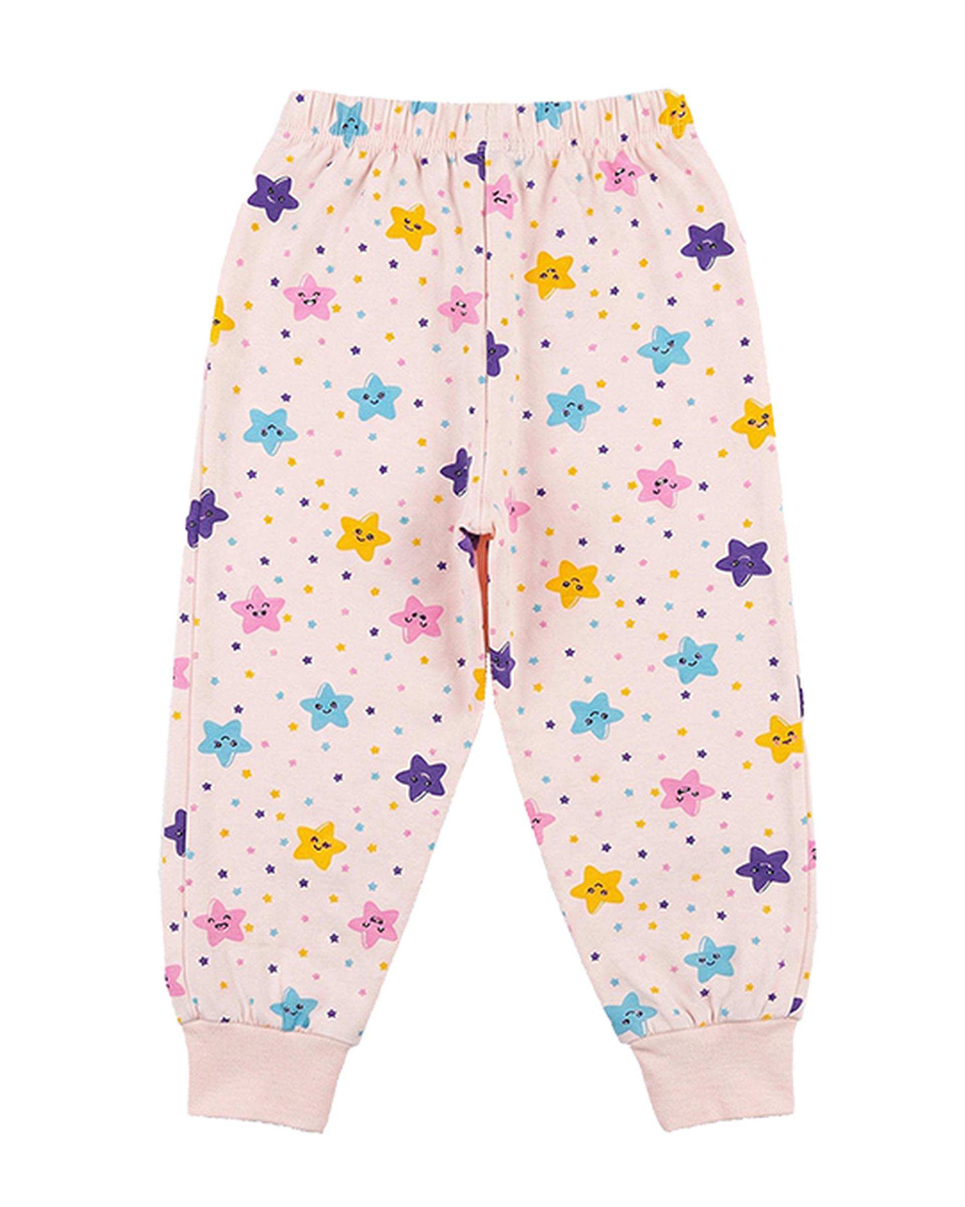 ست بلوز و شلوار دخترانه صورتی فیورلا Fiorella طرح ستاره 3 کد 45203