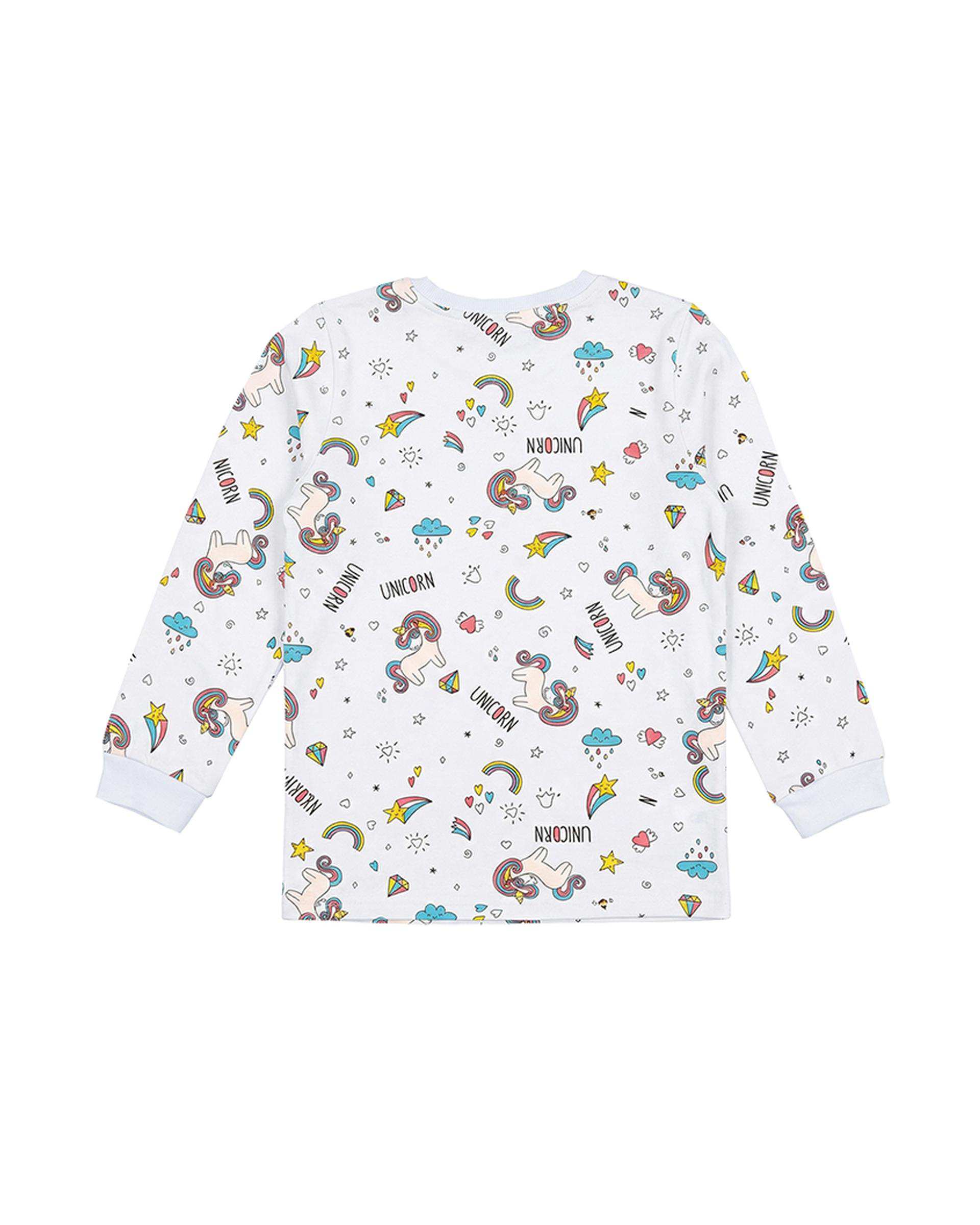 ست بلوز و شلوار دخترانه آبی فیورلا Fiorella طرح اسب تک شاخ آبی2 کد 35202