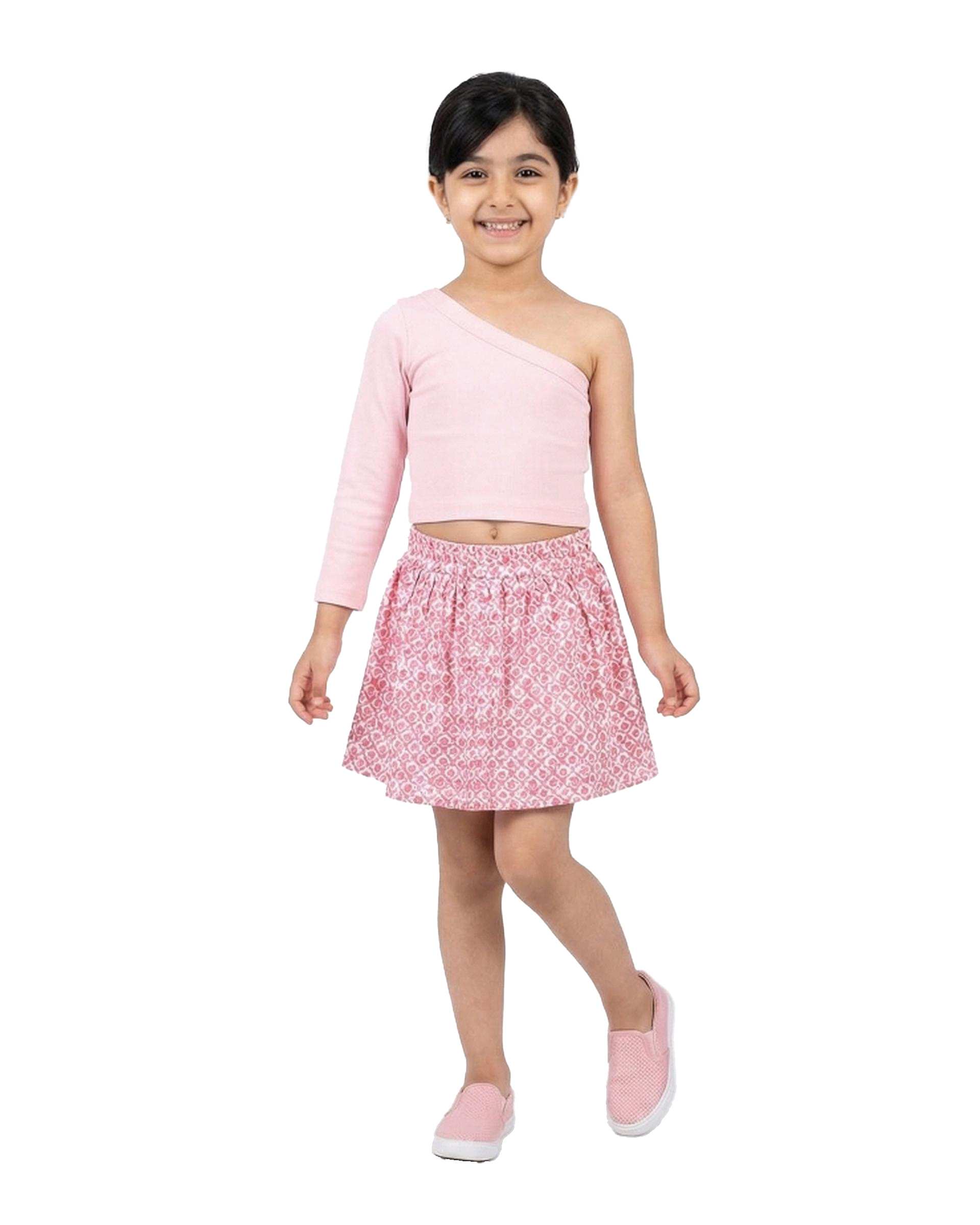 بلوز دخترانه کراپ رومی صورتی فیورلا Fiorella کد 44505