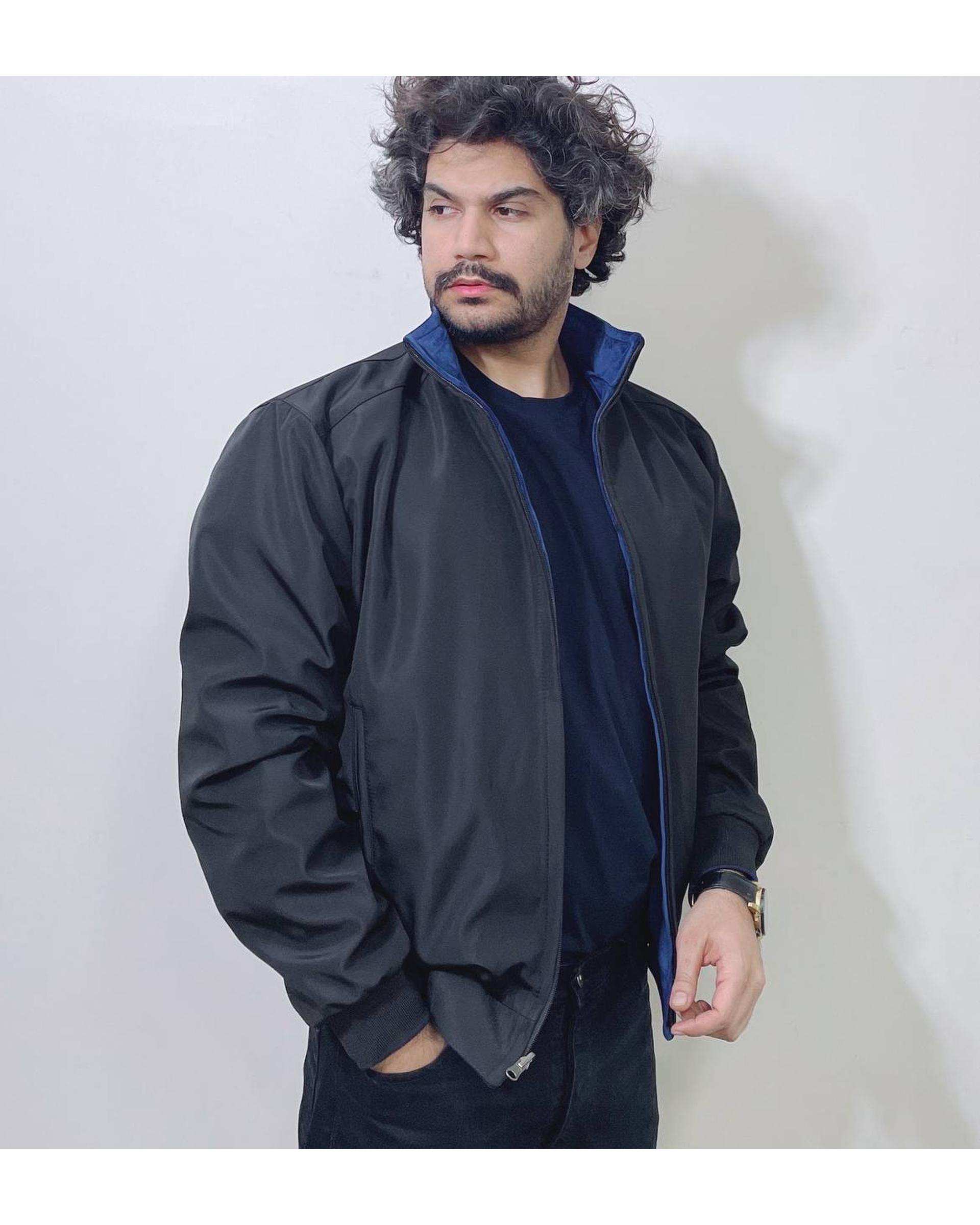 کاپشن مردانه دورو مشکی آبی دیورسو Diverso کد 4857