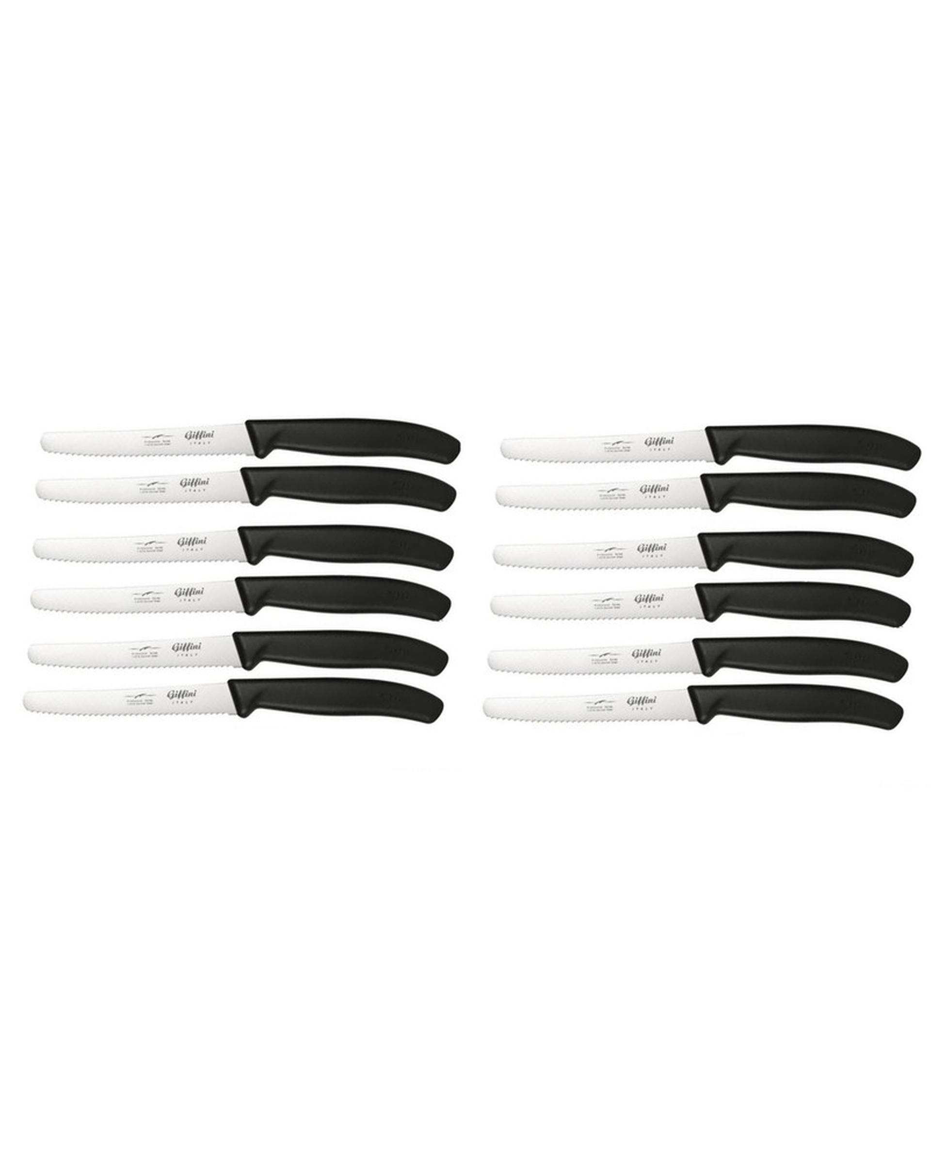 چاقو آشپزخانه مشکی جی فی نی Giffini مدل M102 مجموعه 12 عددی