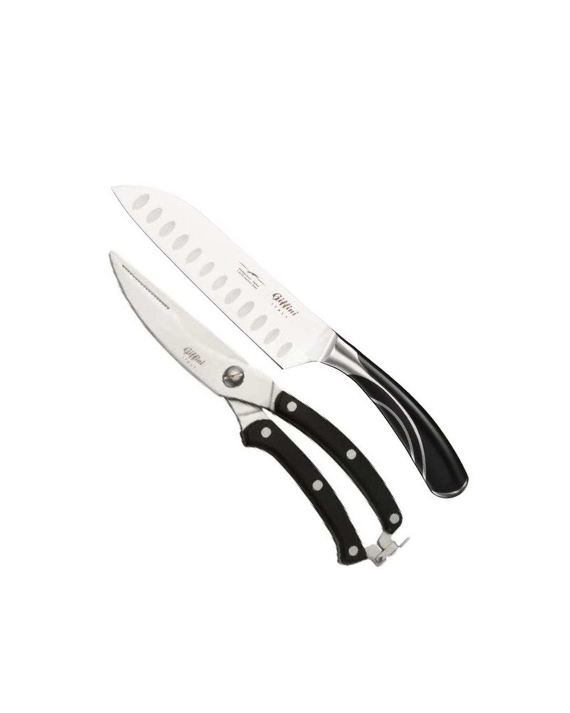 ست چاقو و قیچی آشپزخانه مشکی جی فی نی Q40