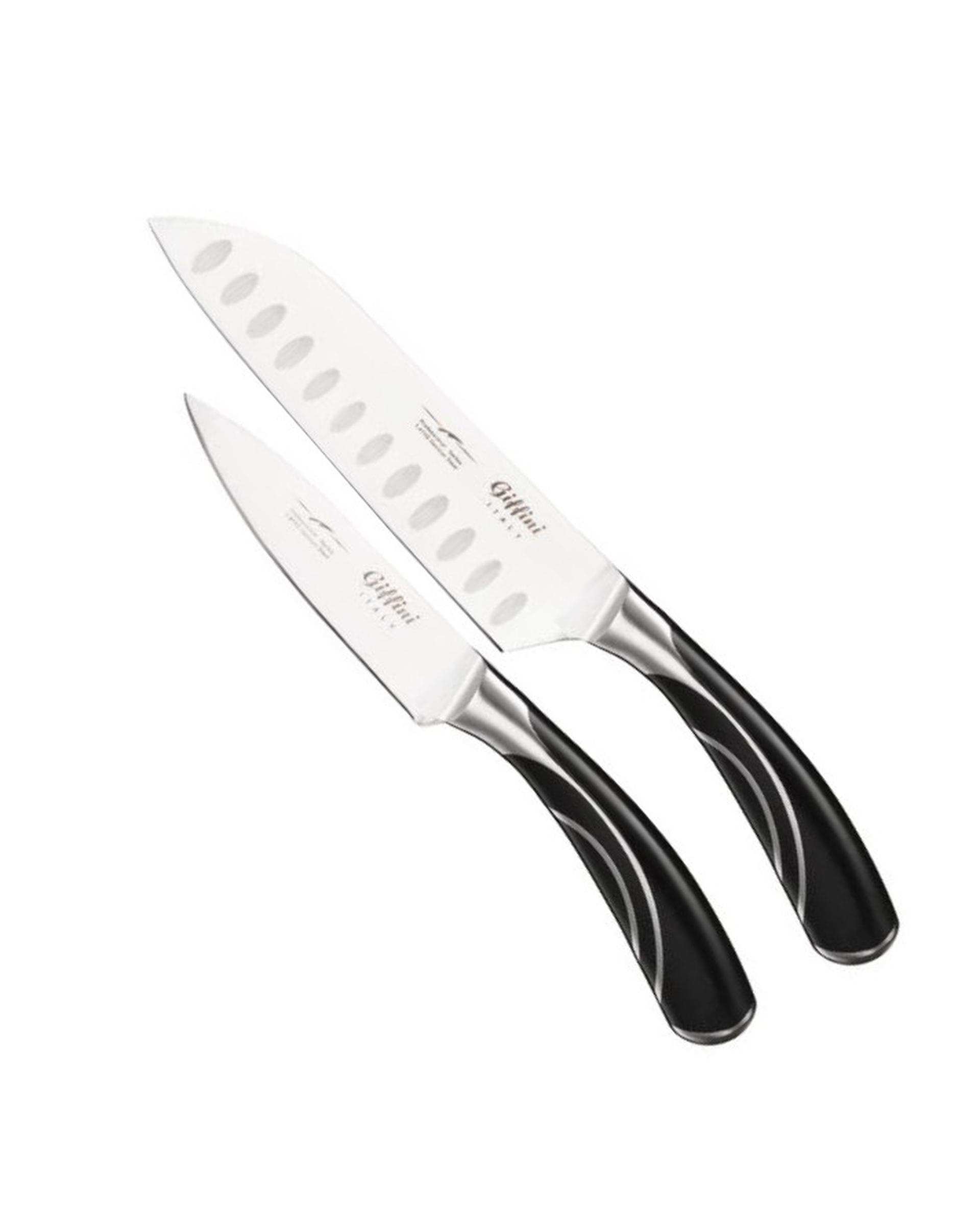 چاقو آشپزخانه مشکی جی فی نی مدل Q31 مجموعه 2 عددی