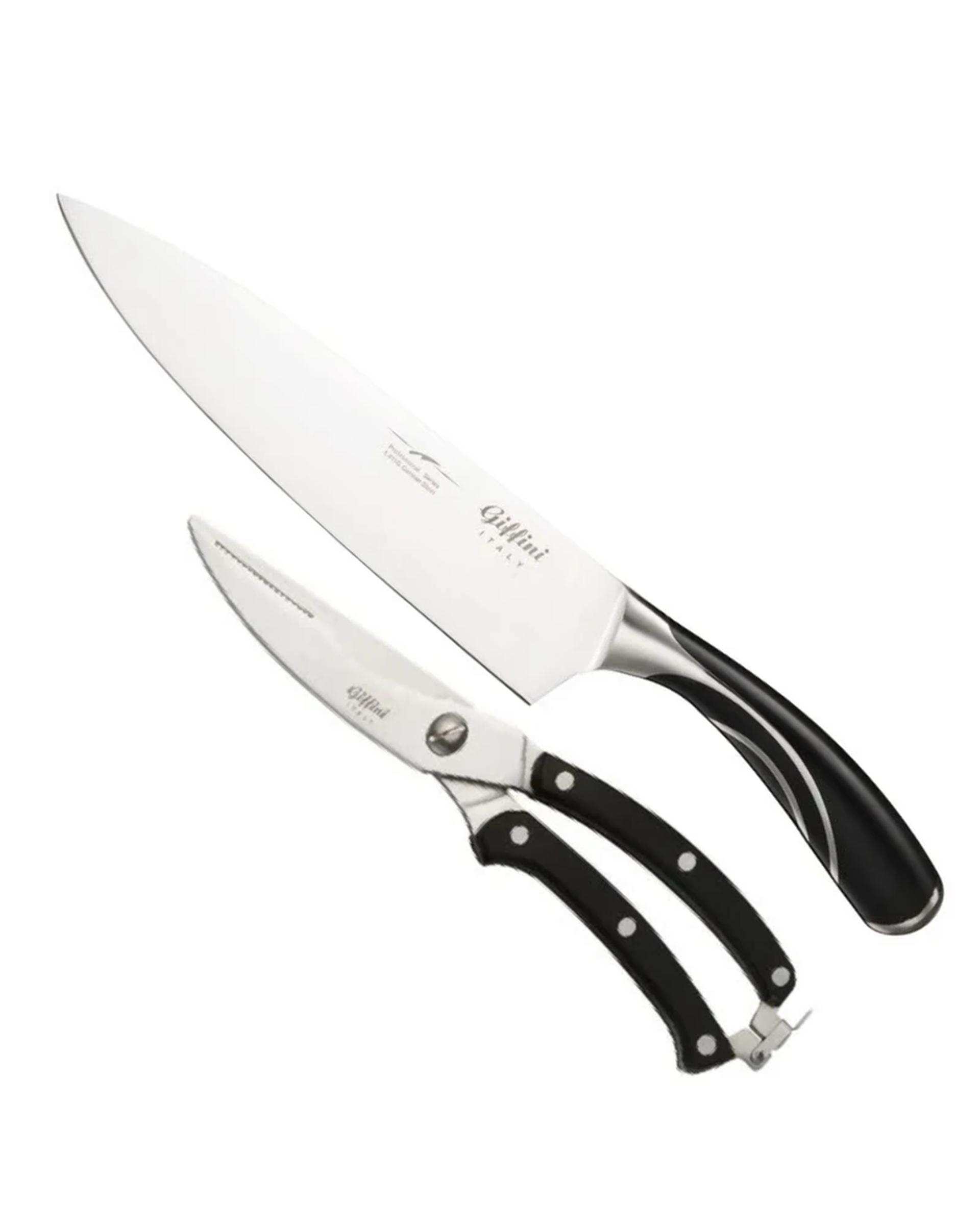ست چاقو و قیچی آشپزخانه مشکی جی فی نی Giffini کد Q15