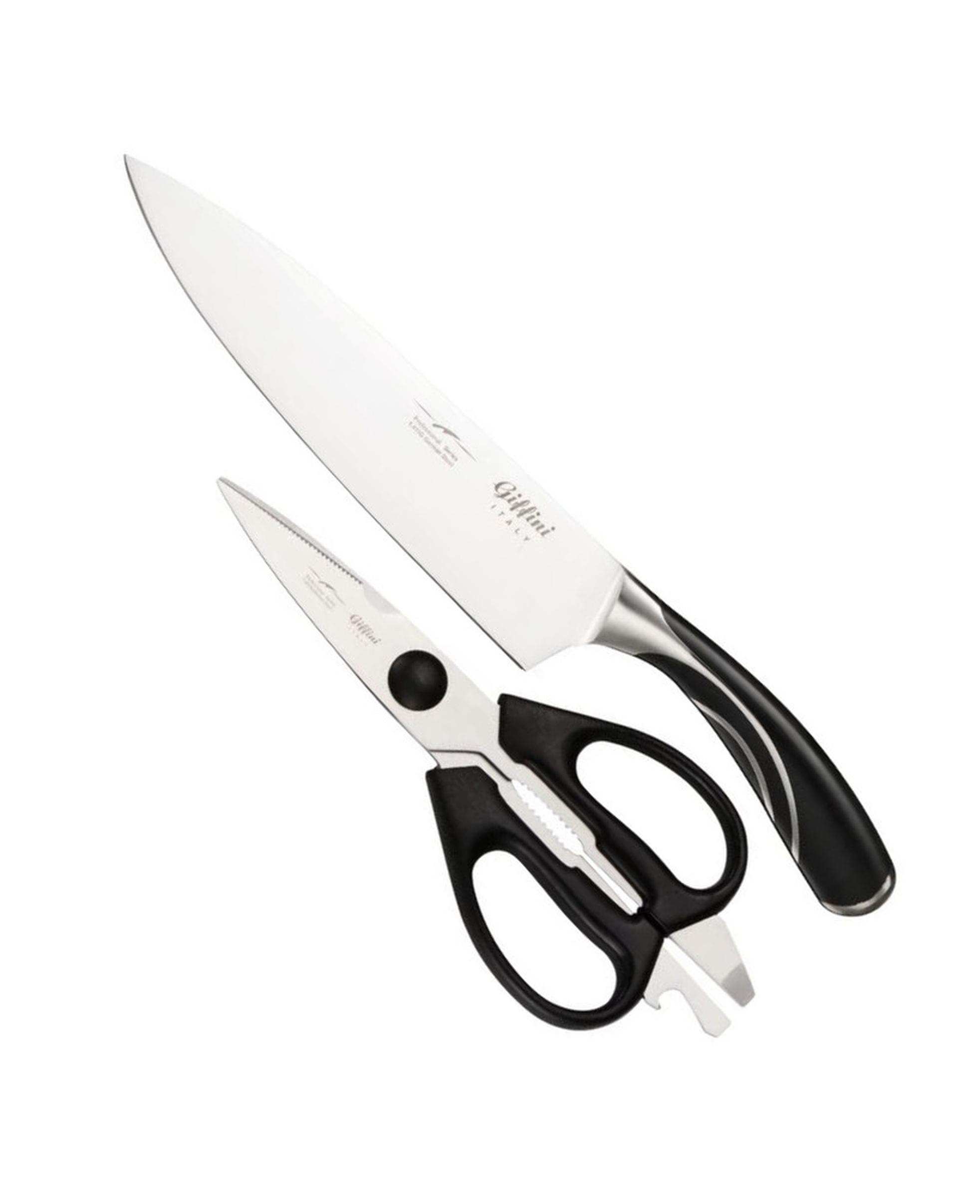 ست چاقو و قیچی آشپزخانه مشکی جی فی نی Giffini مدل Q14