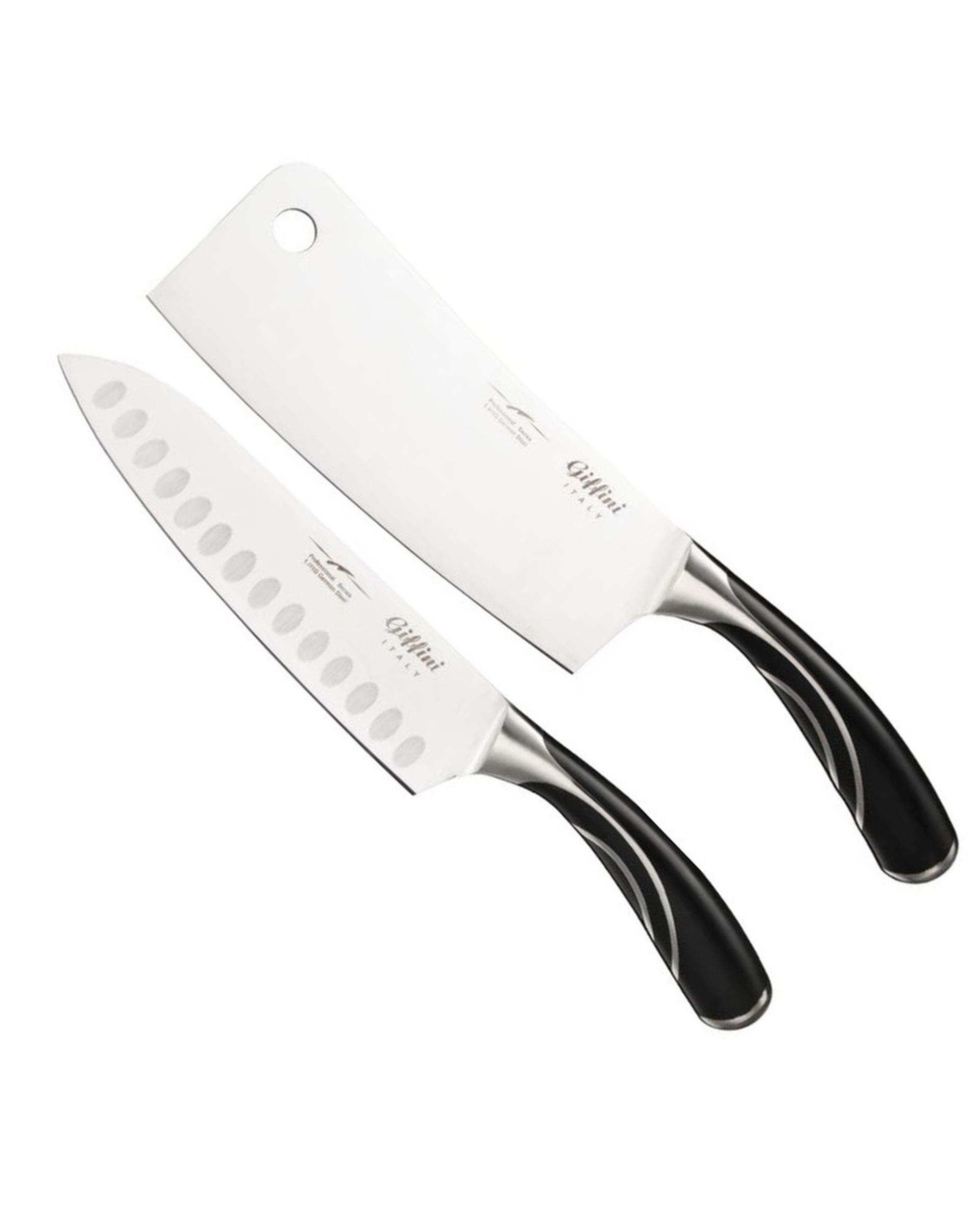 ست ساطور و چاقو آشپزخانه مشکی جی فی نی Giffini مدل Q06