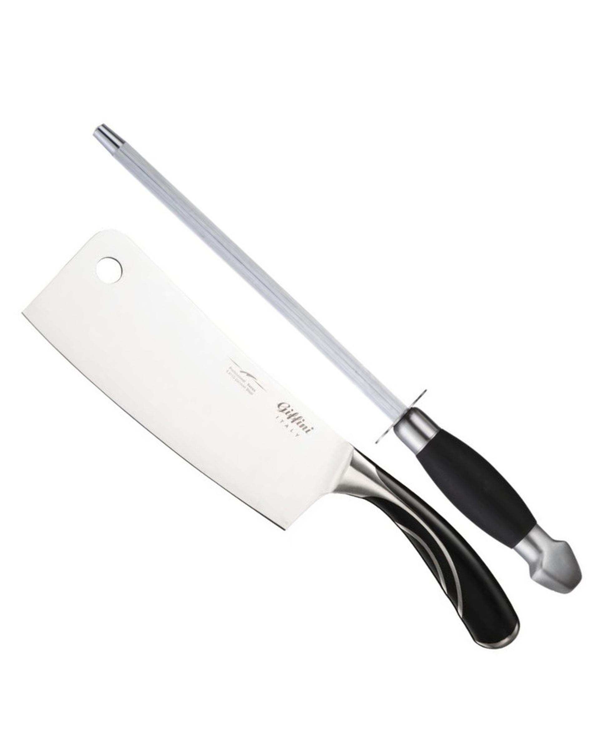 ست چاقو آشپزخانه و چاقو تیز کن مشکی جی فی نی GIFFINI مدل Q05