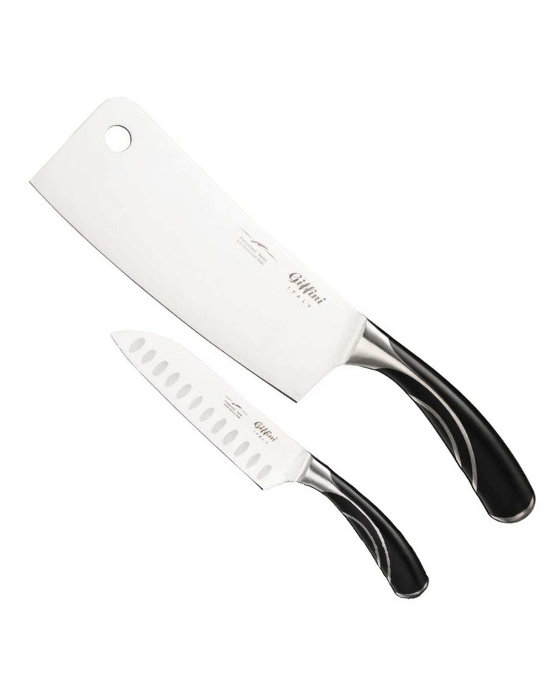 چاقو آشپزخانه مشکی جی فی نی GIFFINI مدل Q04 مجموعه 2 عددی