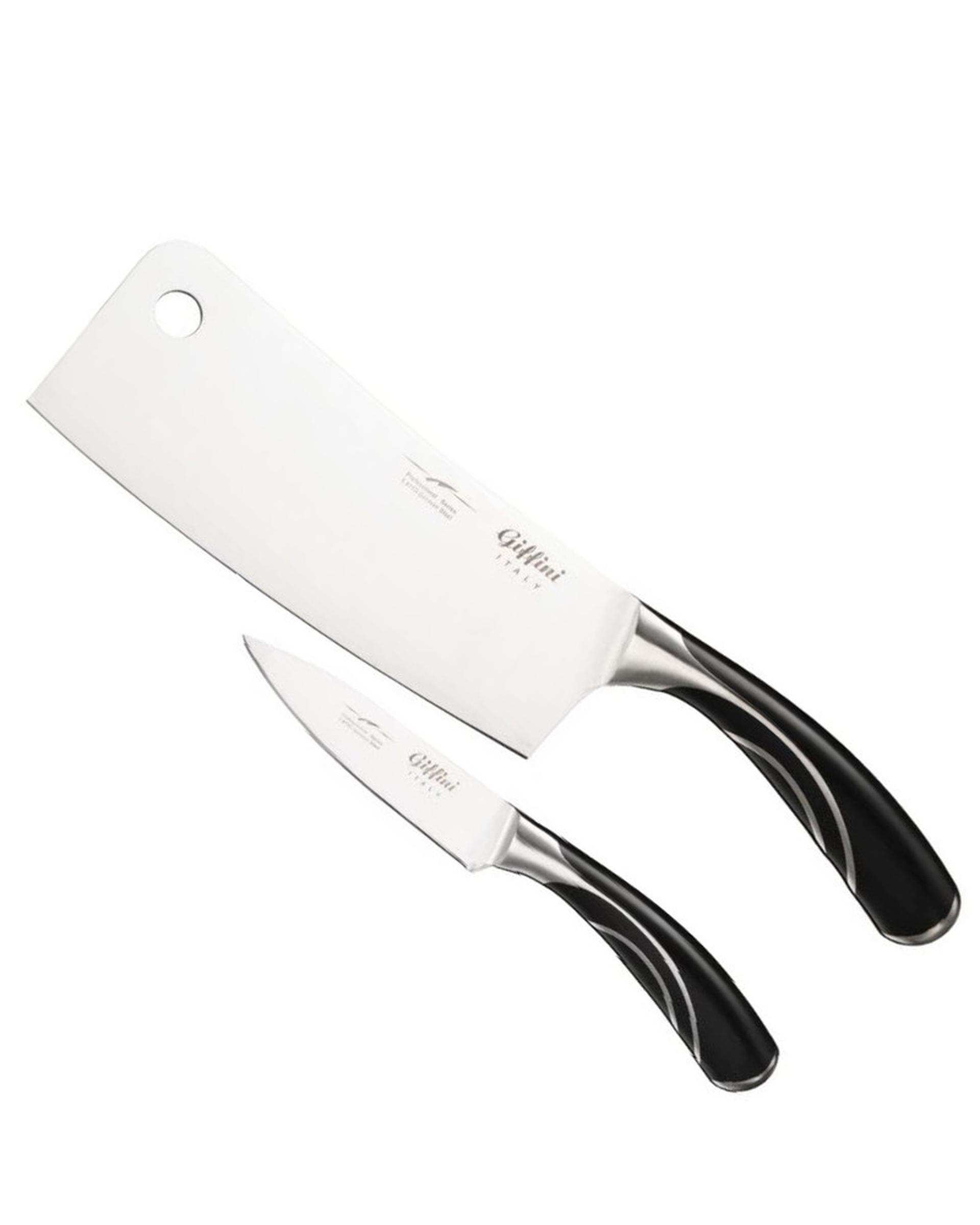 چاقو آشپزخانه مشکی جی فی نی GIFFINI مدل Q03 مجموعه 2 عددی