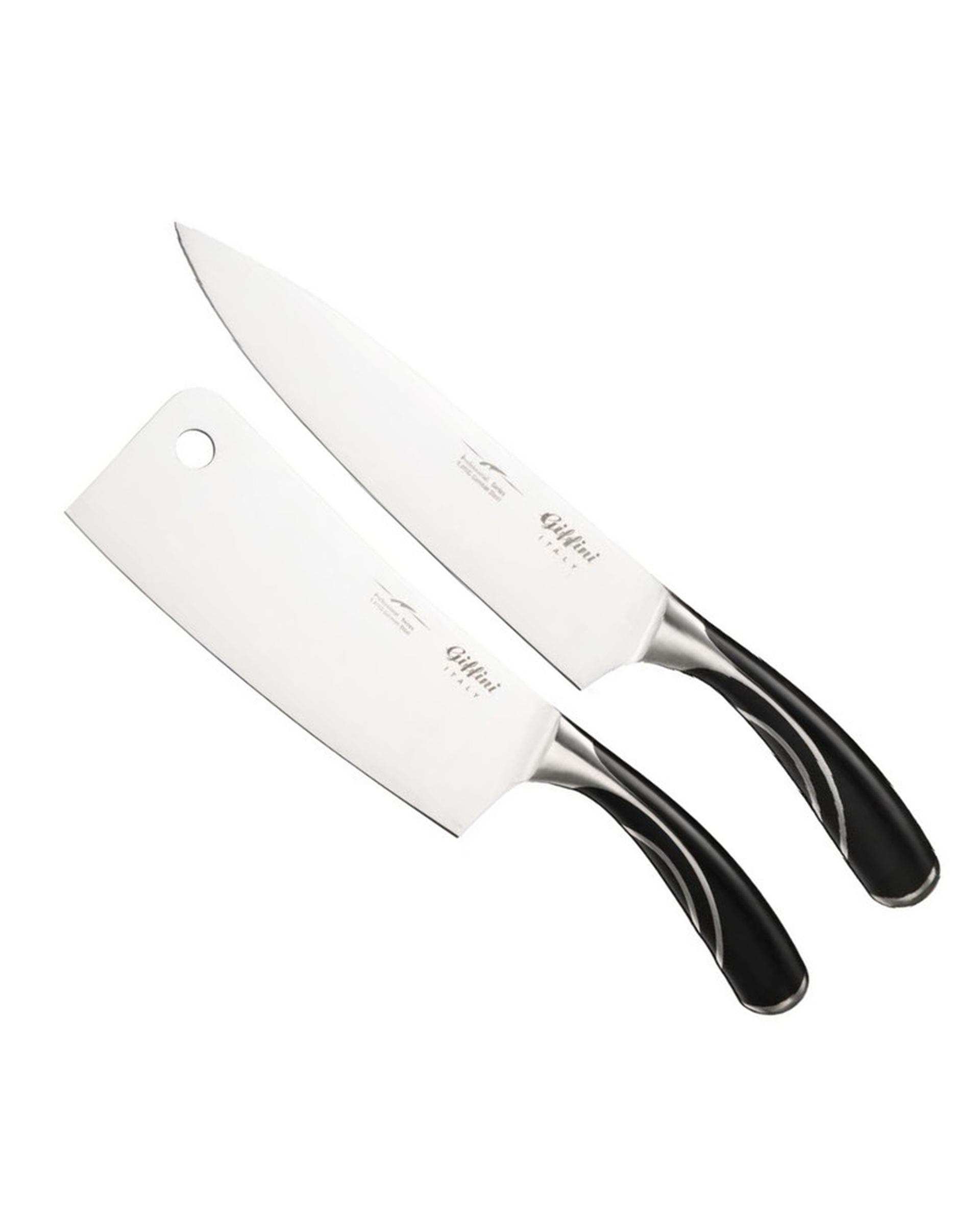 چاقو آشپزخانه مشکی جی فی نی GIFFINI مدل Q01 مجموعه 2 عددی
