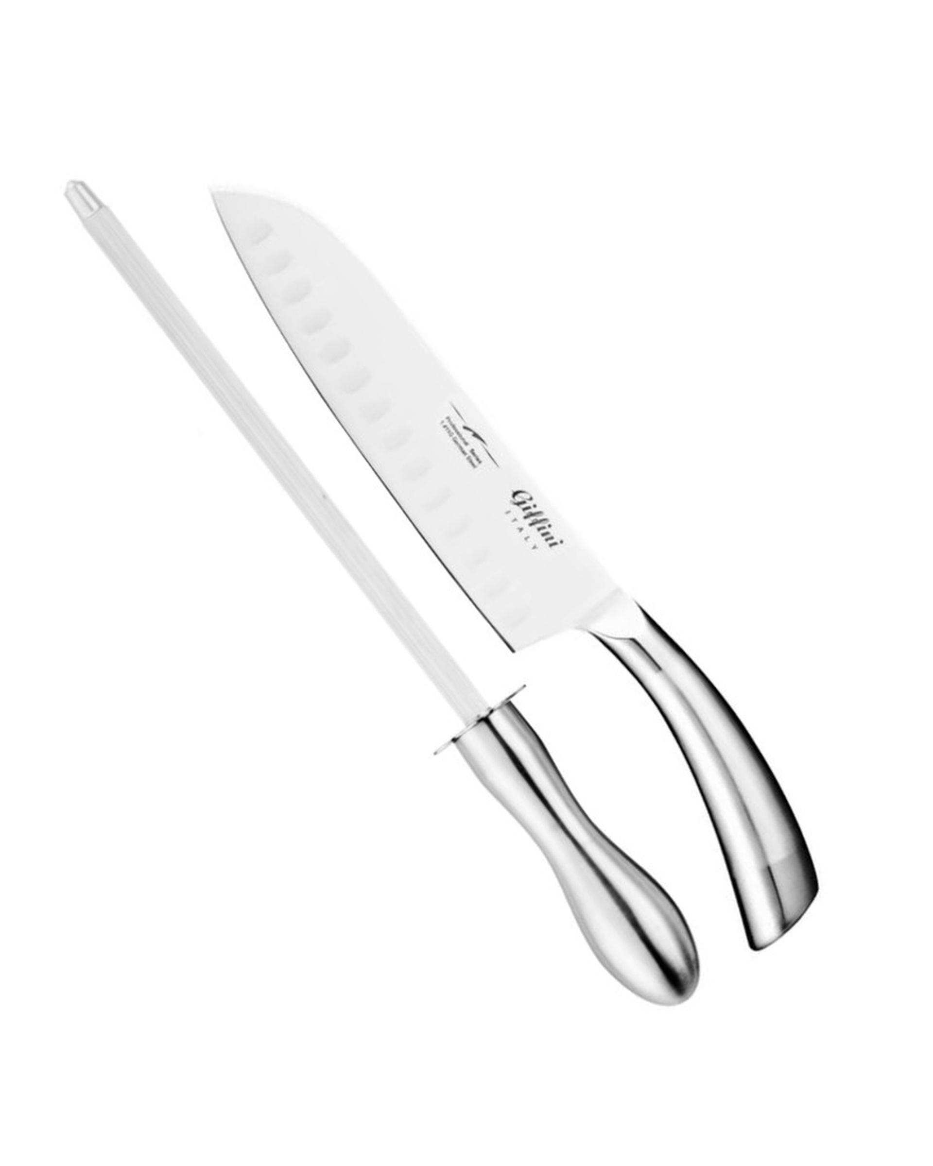 ست چاقو آشپزخانه و چاقو تیز کن استیل جی فی نی GIFFINI مدل N27