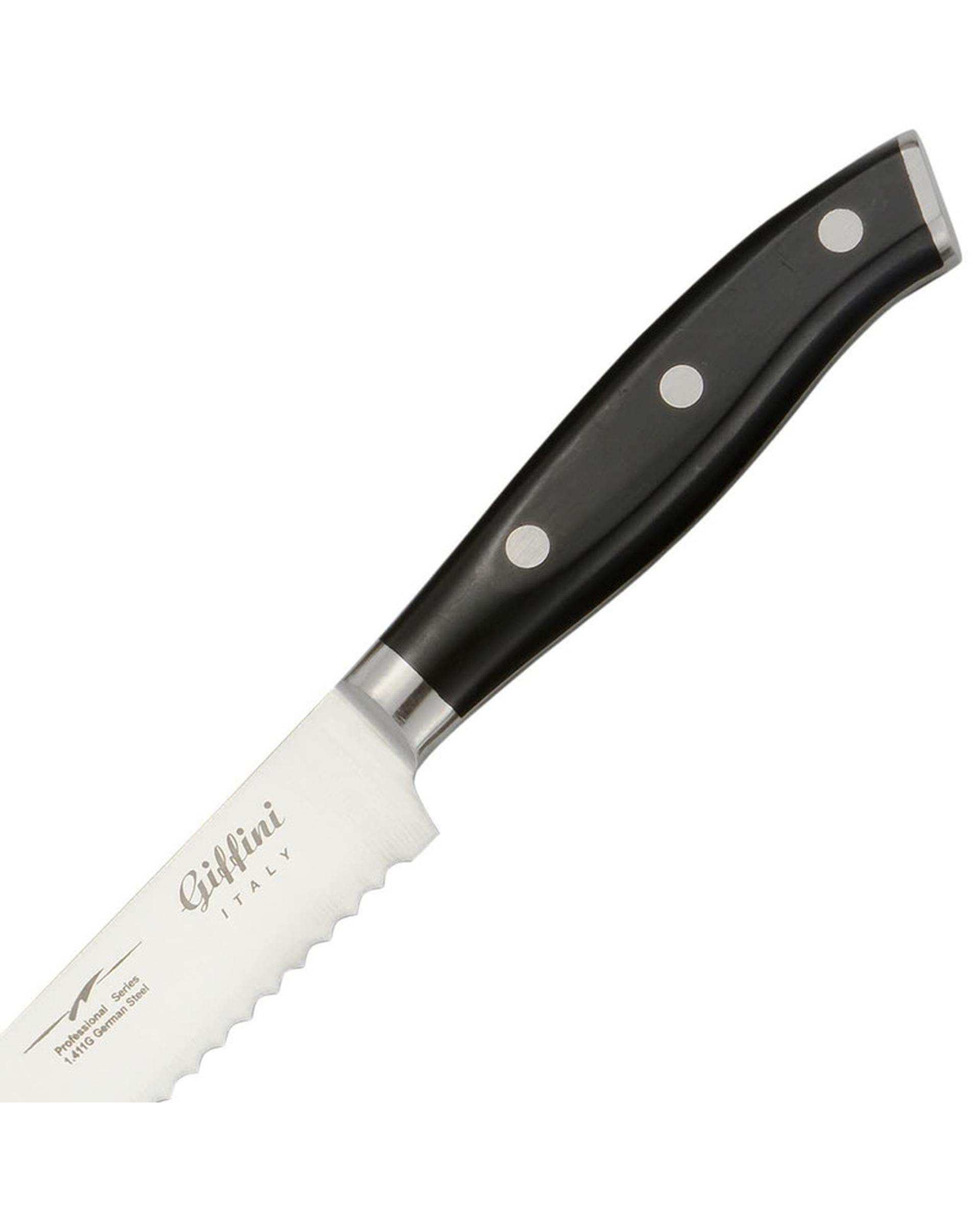 ست چاقو آشپزخانه و چاقو تیز کن مشکی جی فی نی GIFFINI کد M75 مجموعه 2 عددی