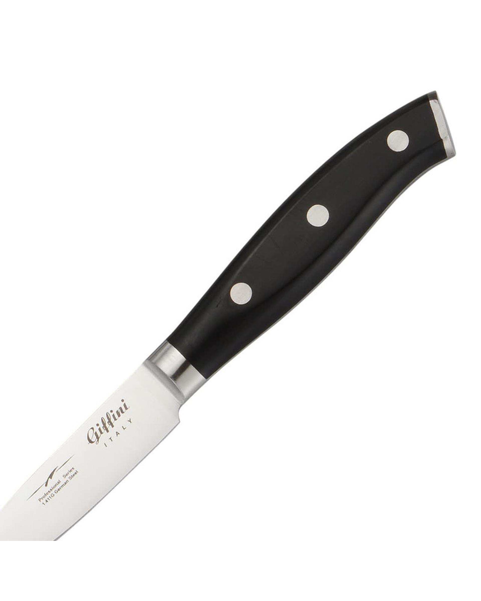 ست چاقو آشپزخانه و چاقو تیز کن مشکی جی فی نی Giffini مدل M48 مجموعه 2 عددی