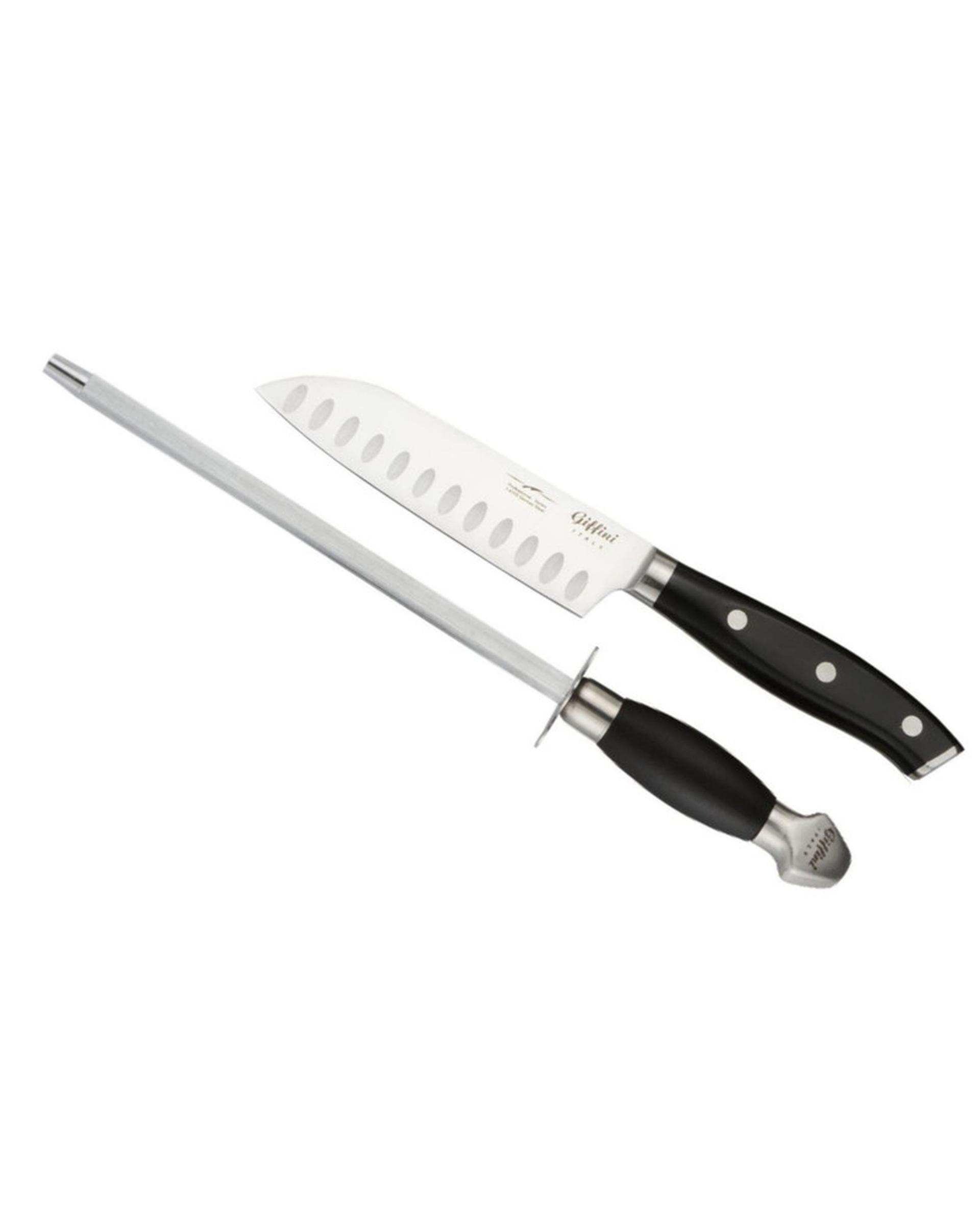 ست چاقو آشپزخانه و چاقو تیز کن مشکی جی فی نی GIFFINI مدل M45