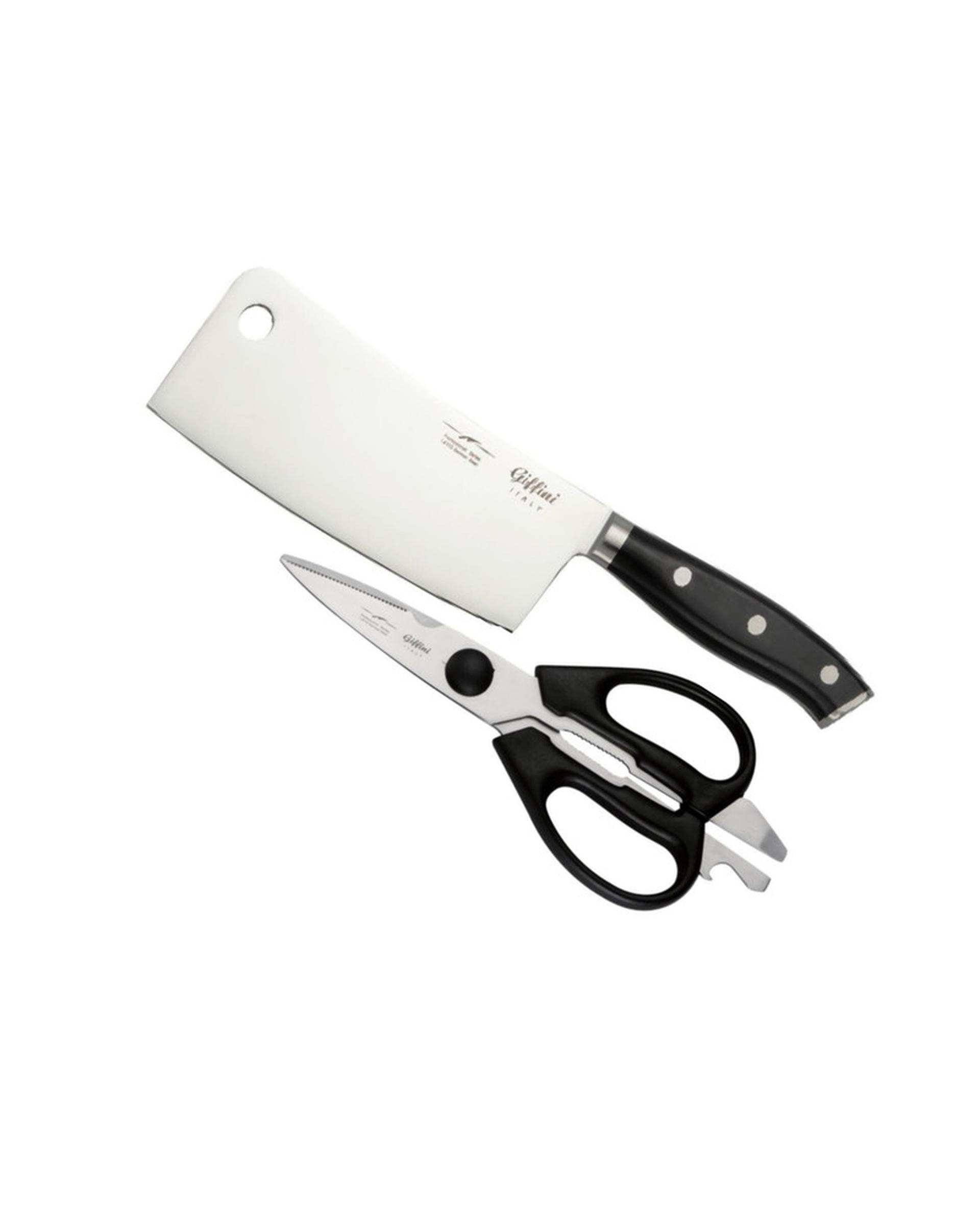 ست چاقو و قیچی آشپزخانه مشکی جی فی نی GIFFINI مدل M22 مجموعه 2 عددی