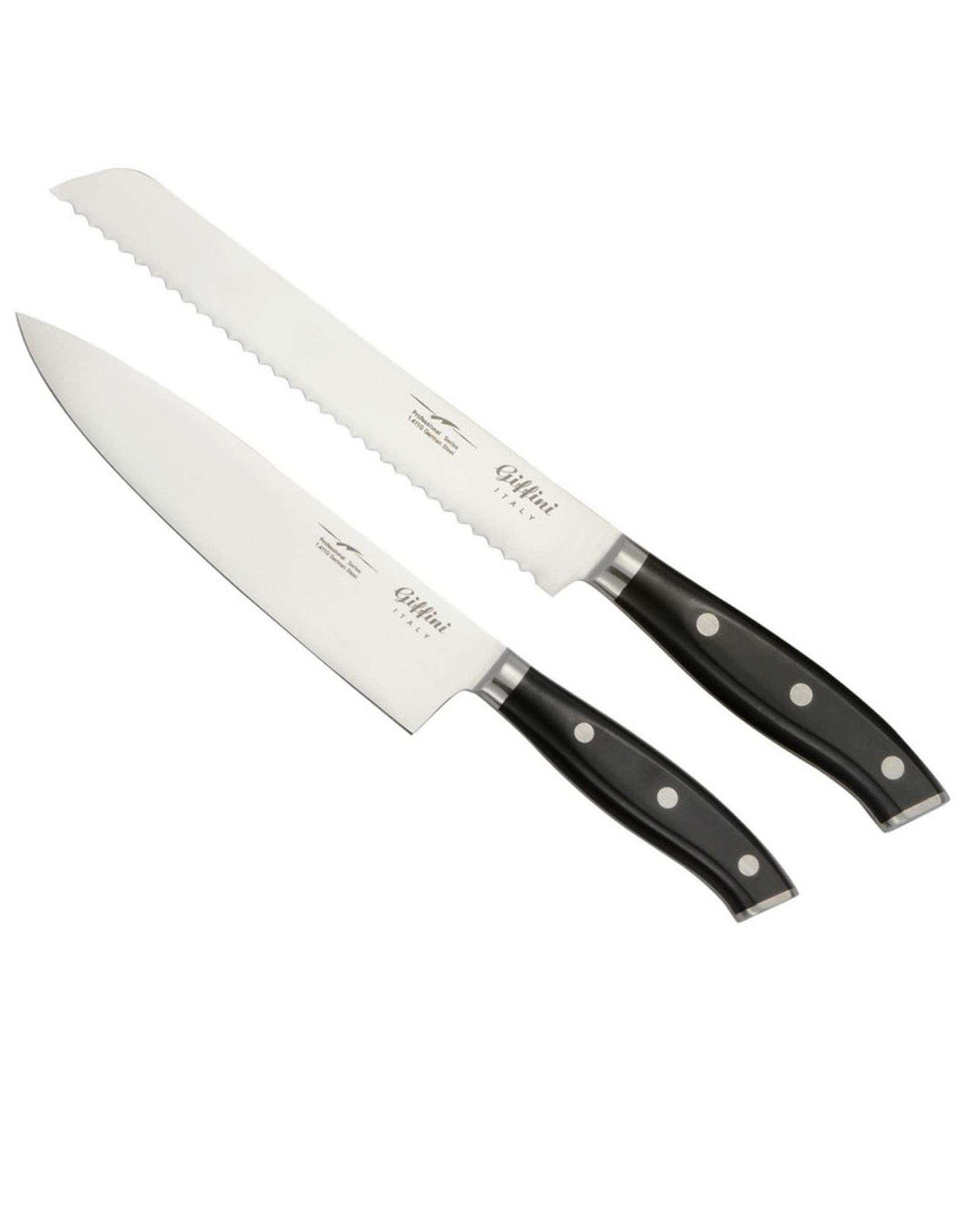 چاقو آشپزخانه مشکی جی فی نی GIFFINI مدل m04 مجموعه 2 عددی