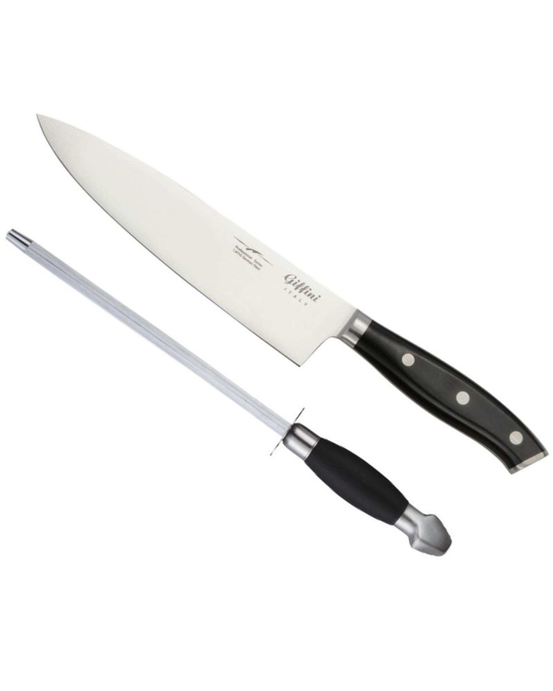 ست چاقو آشپزخانه و چاقو تیز کن مشکی جی فی نی GIFFINI مدل M02