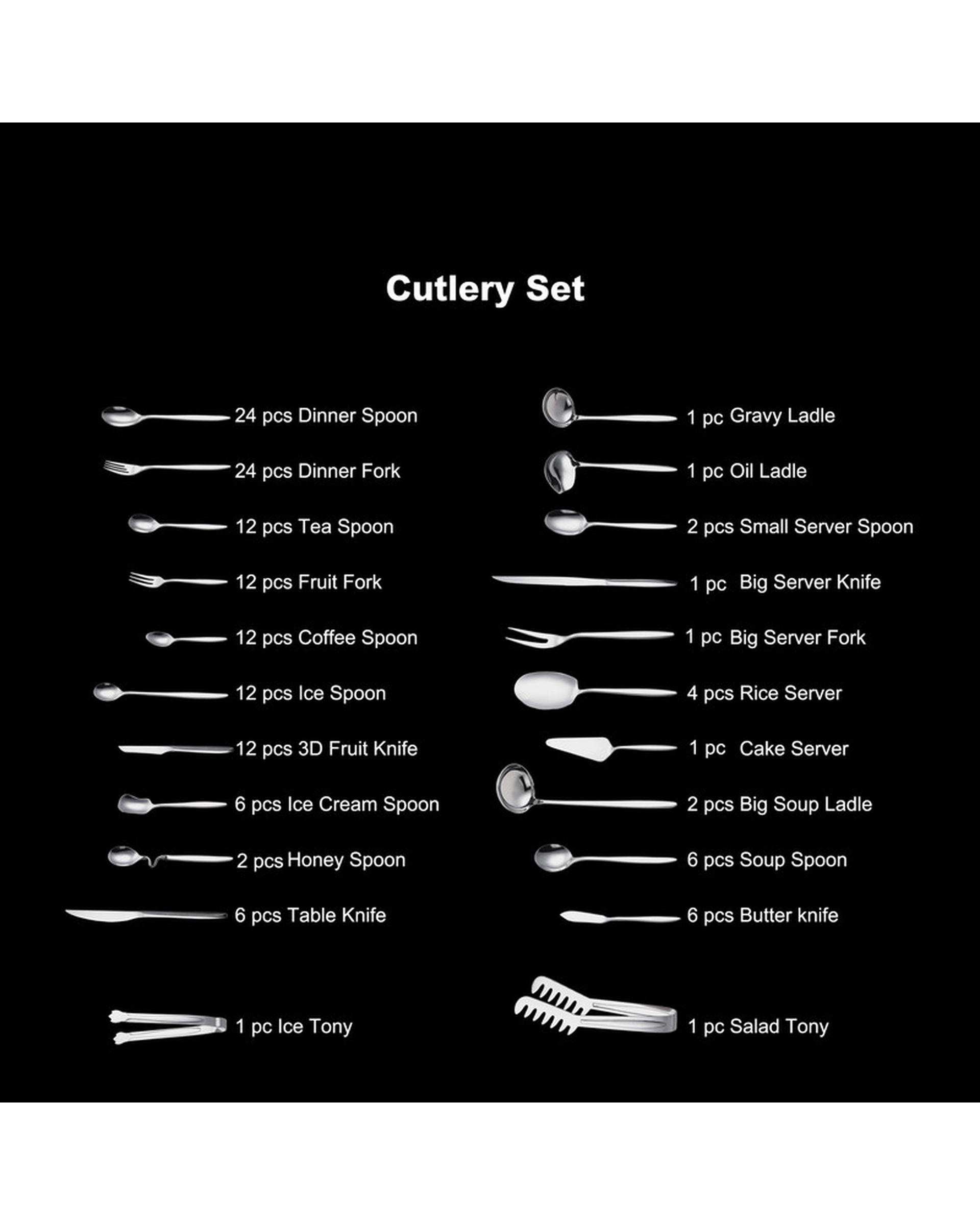 سرویس قاشق و چنگال 149 پارچه 24 نفره جی فی نی مدل 09 | استیل