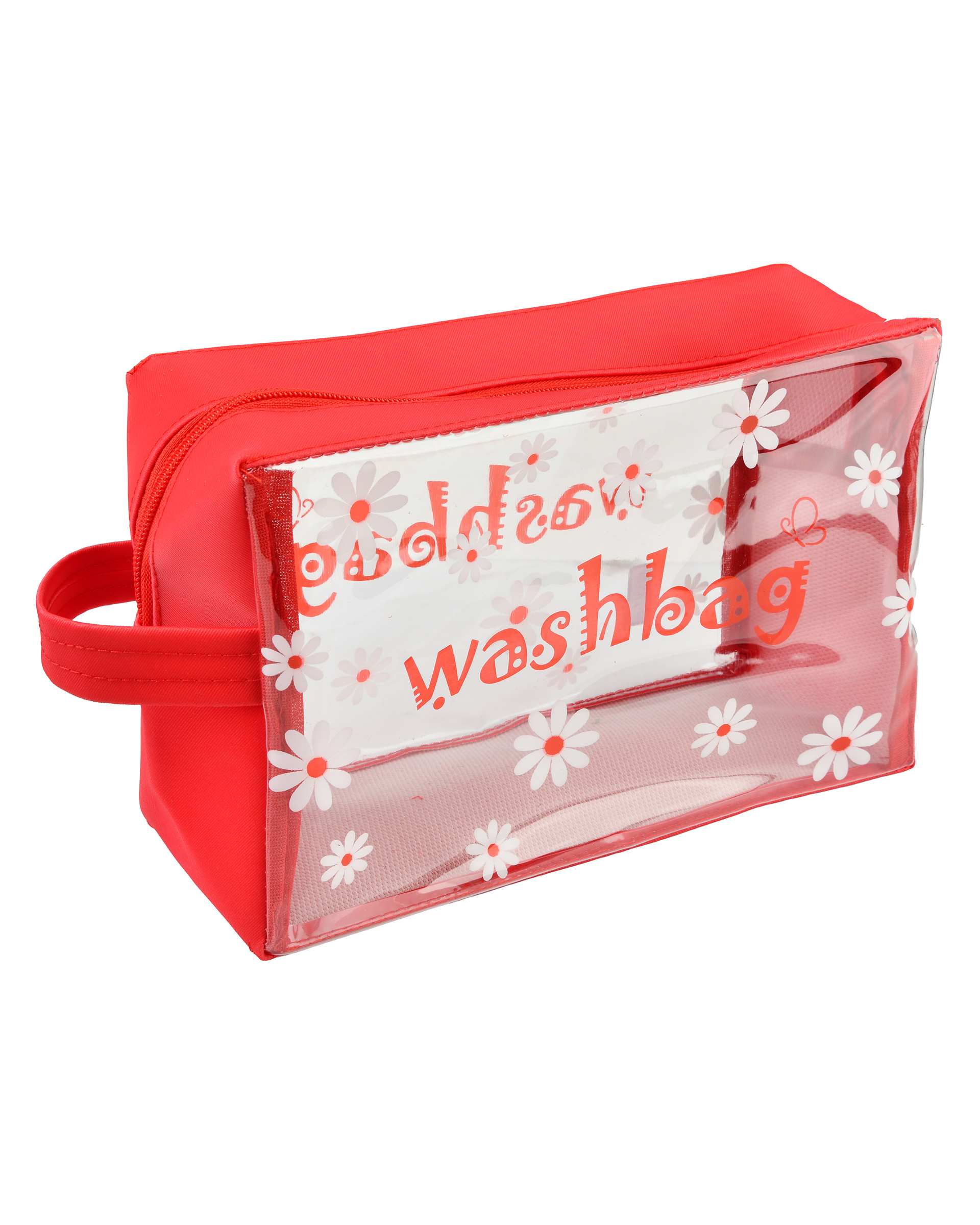 کیف لوازم آرایش قرمز مدل بابونه