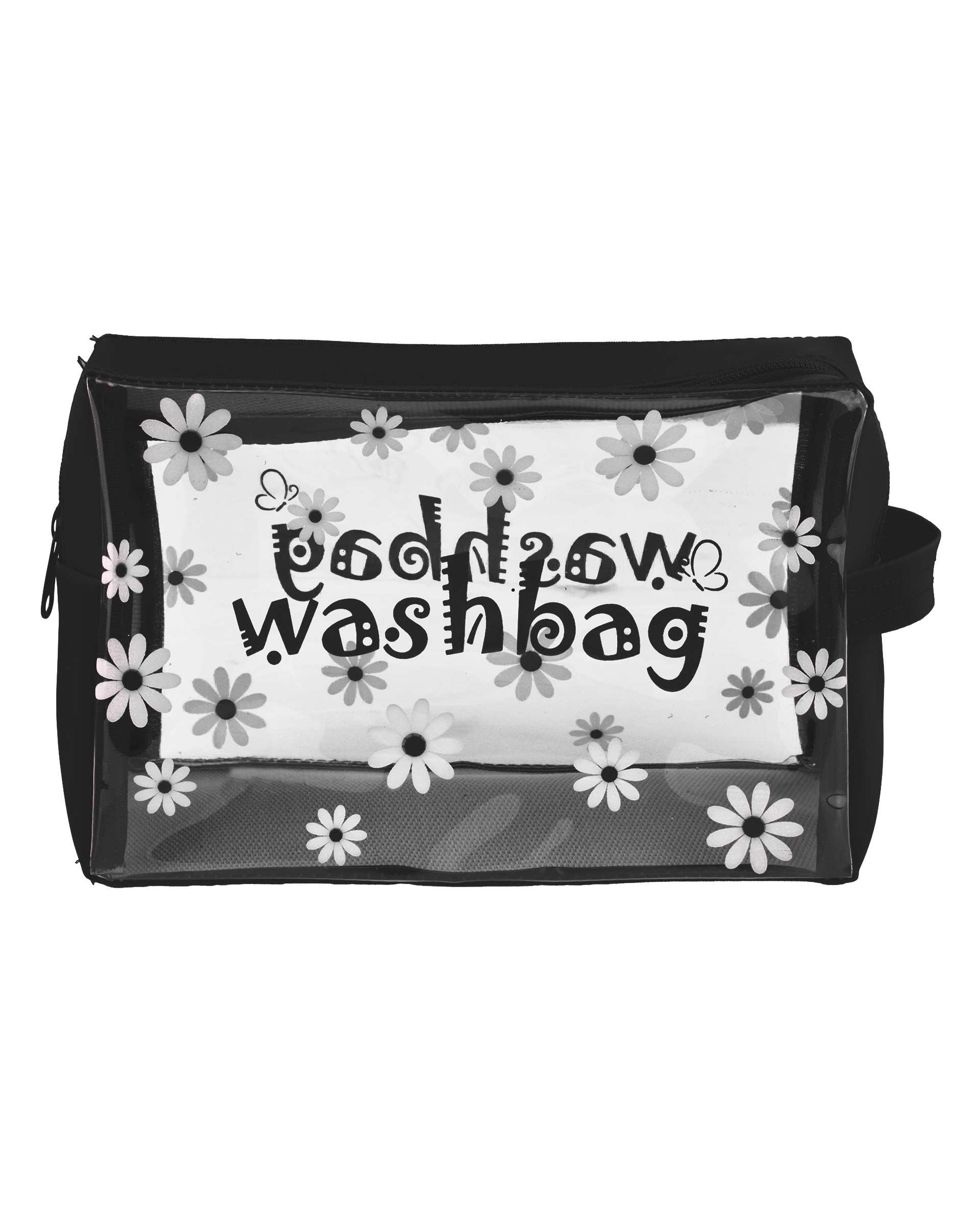 کیف لوازم آرایش مشکی مدل بابونه