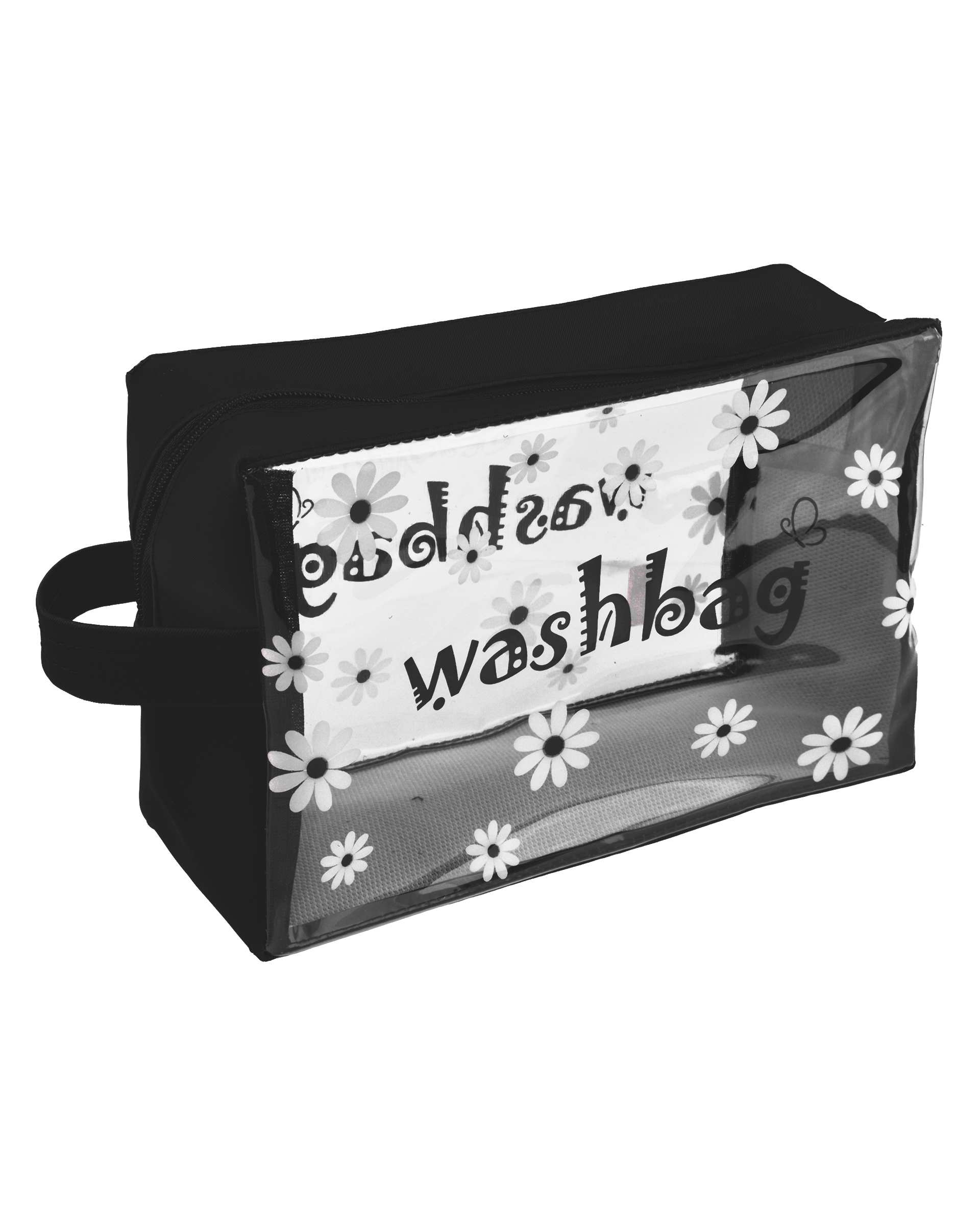 کیف لوازم آرایش مشکی مدل بابونه