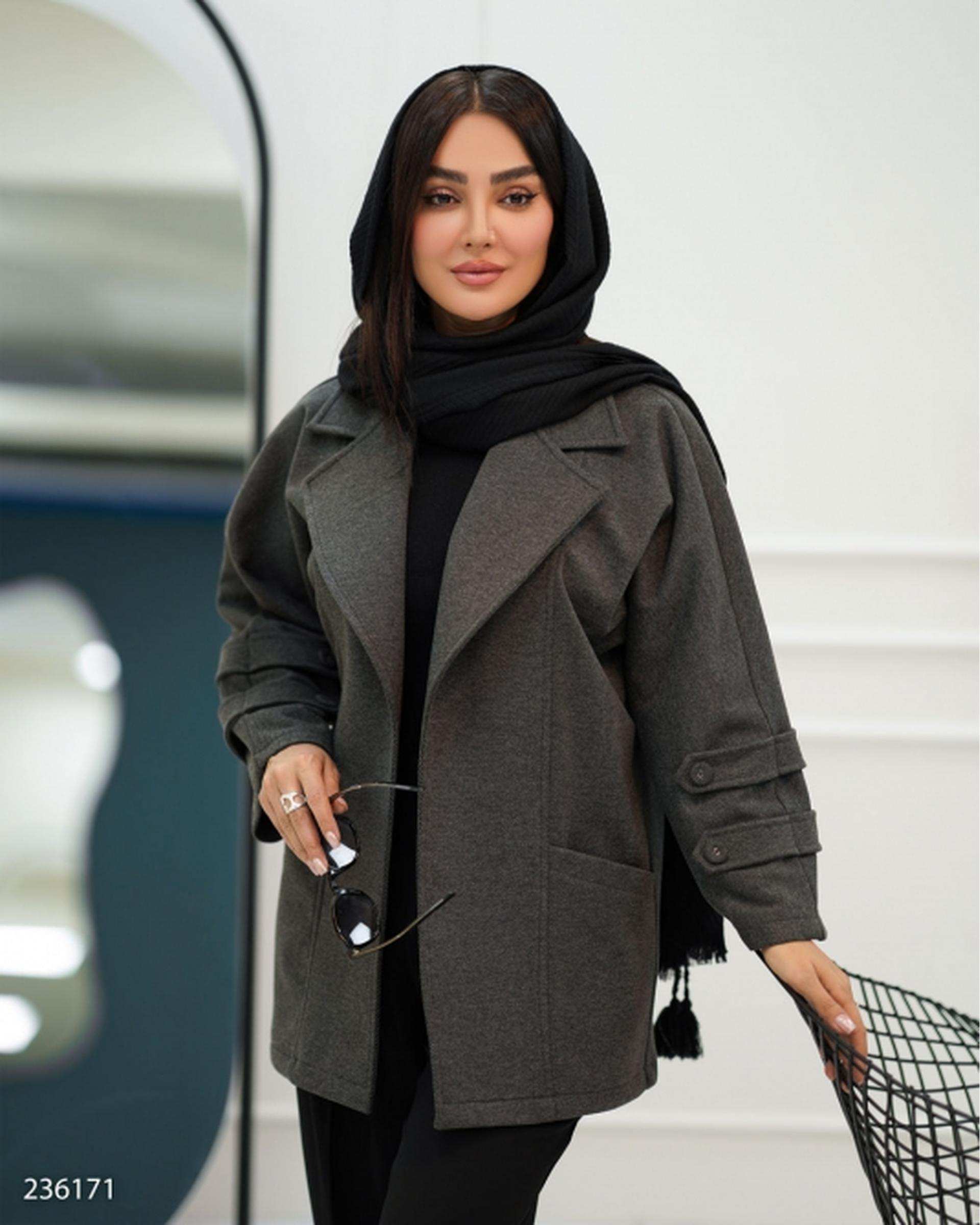 پالتو زنانه فوتر جناقی زغالی السانا Elsana مدل لوکا کد 2361