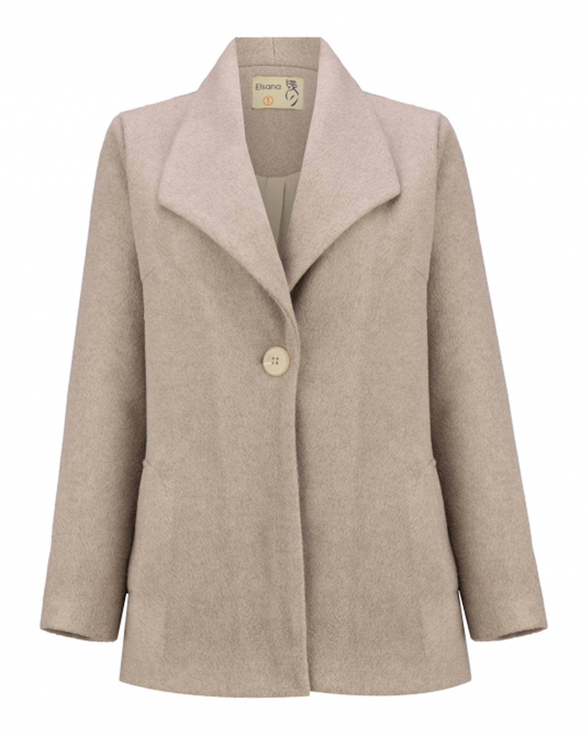 پالتو زنانه فوتر خاکی السانا Elsana مدل لاچین کد 2365