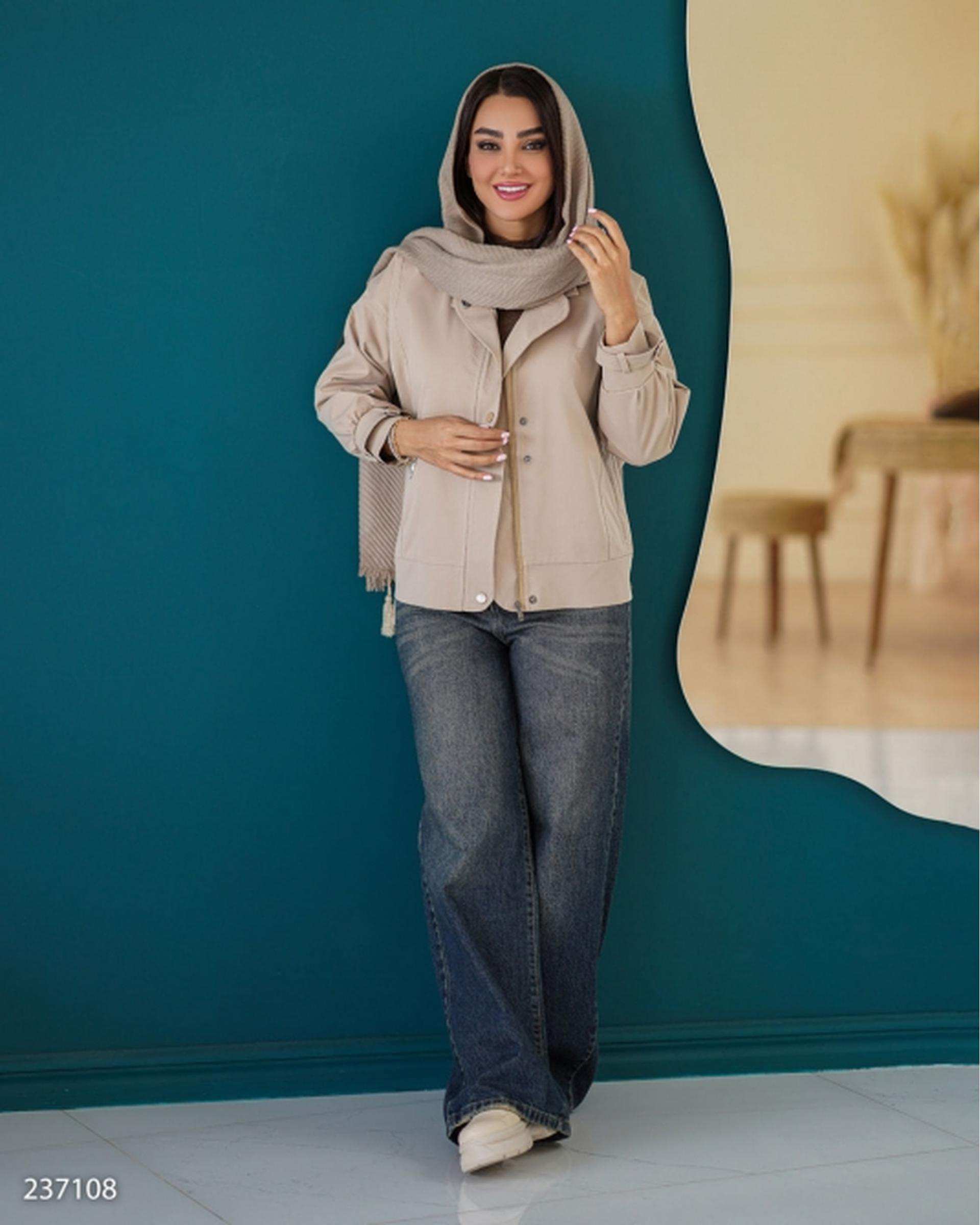 بامبر جکت زنانه کتان کرم السانا Elsana مدل شانلی کد 2371