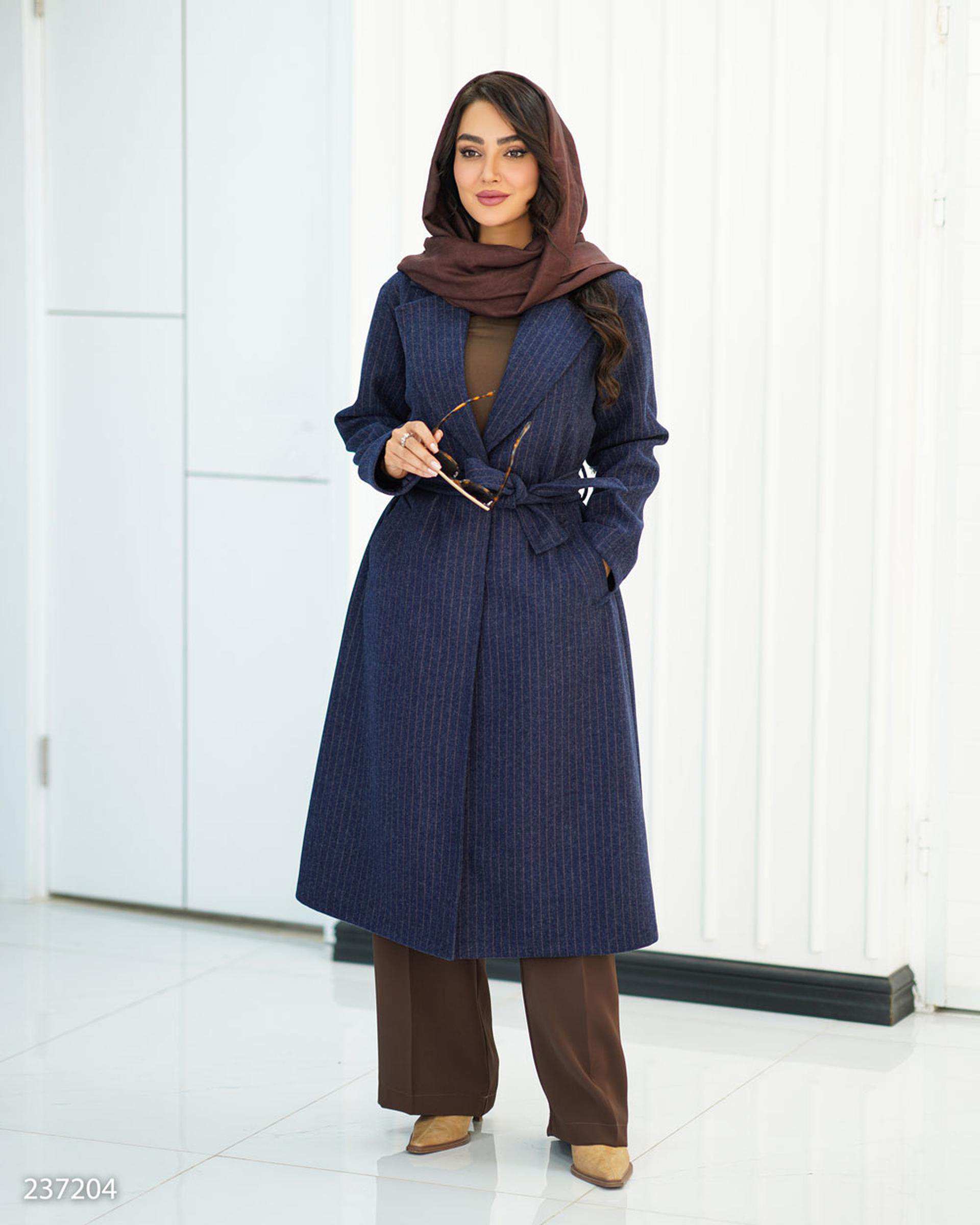 پالتو بلند زنانه فوتر دیپلمات سرمه ای السانا Elsana مدل دلارام کد 2372