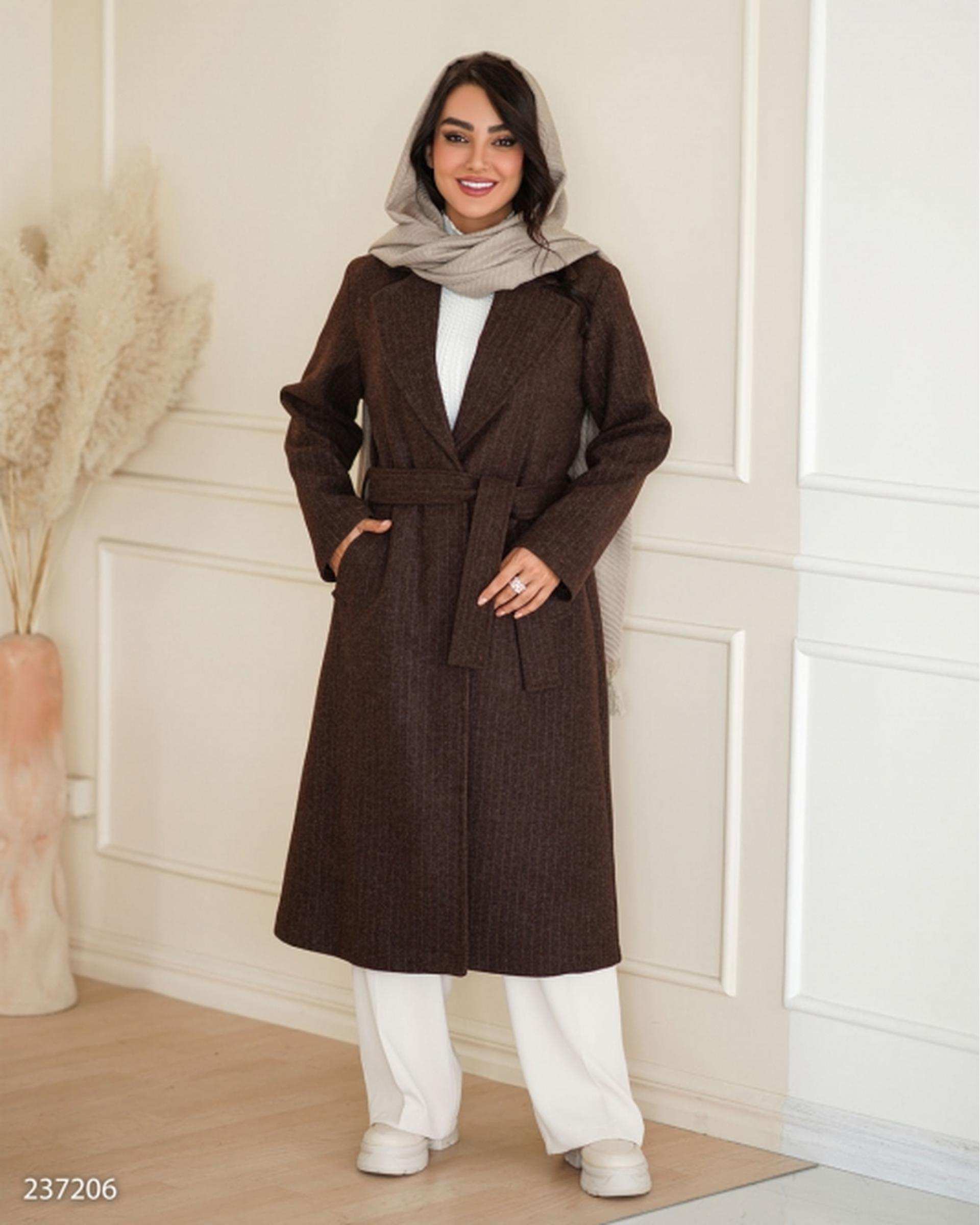 پالتو بلند زنانه فوتر دیپلمات قهوه ای السانا Elsana مدل دلارام کد 2372