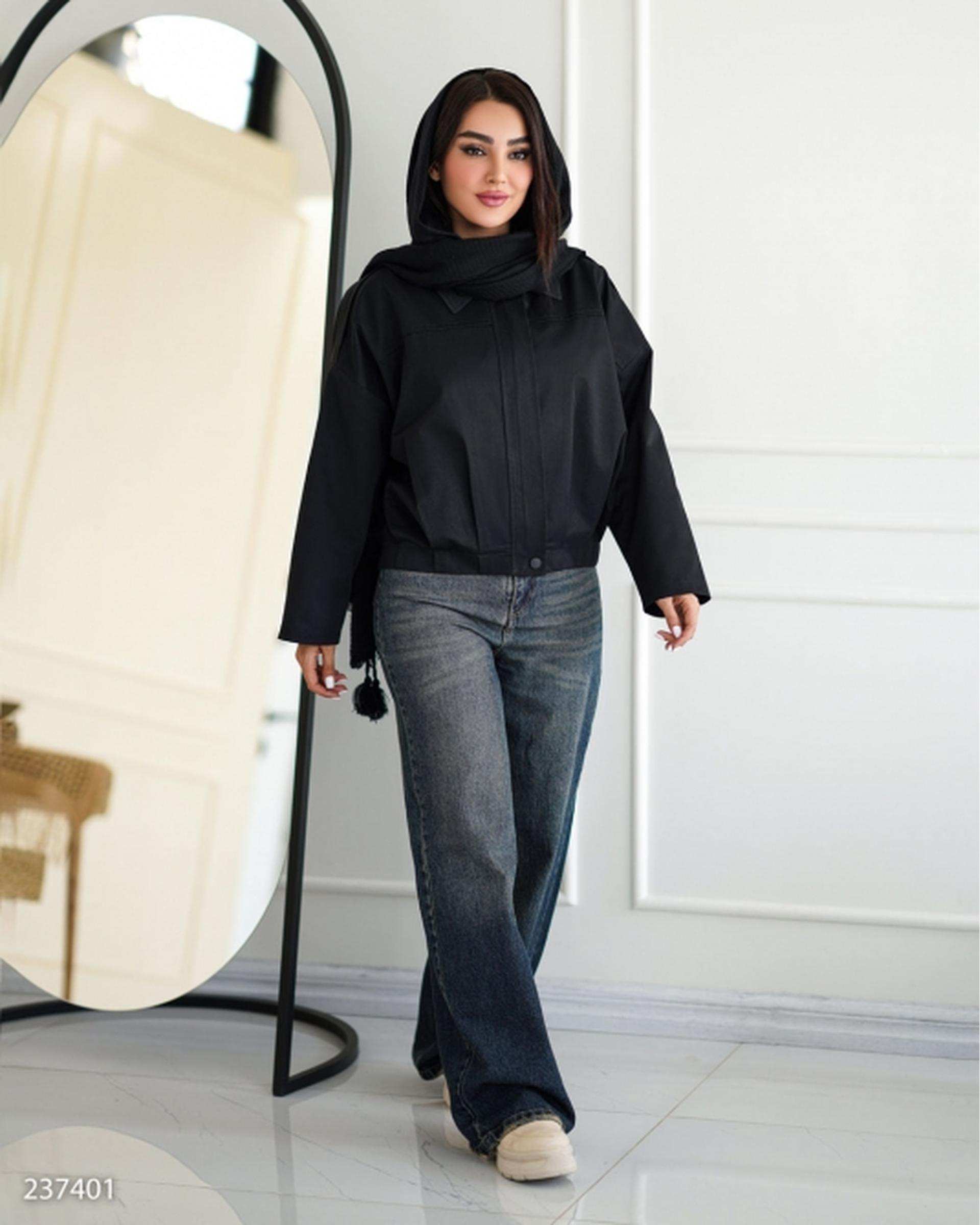 بامبر جکت زنانه کتان زارا مشکی السانا Elsana مدل لاویا کد 2374