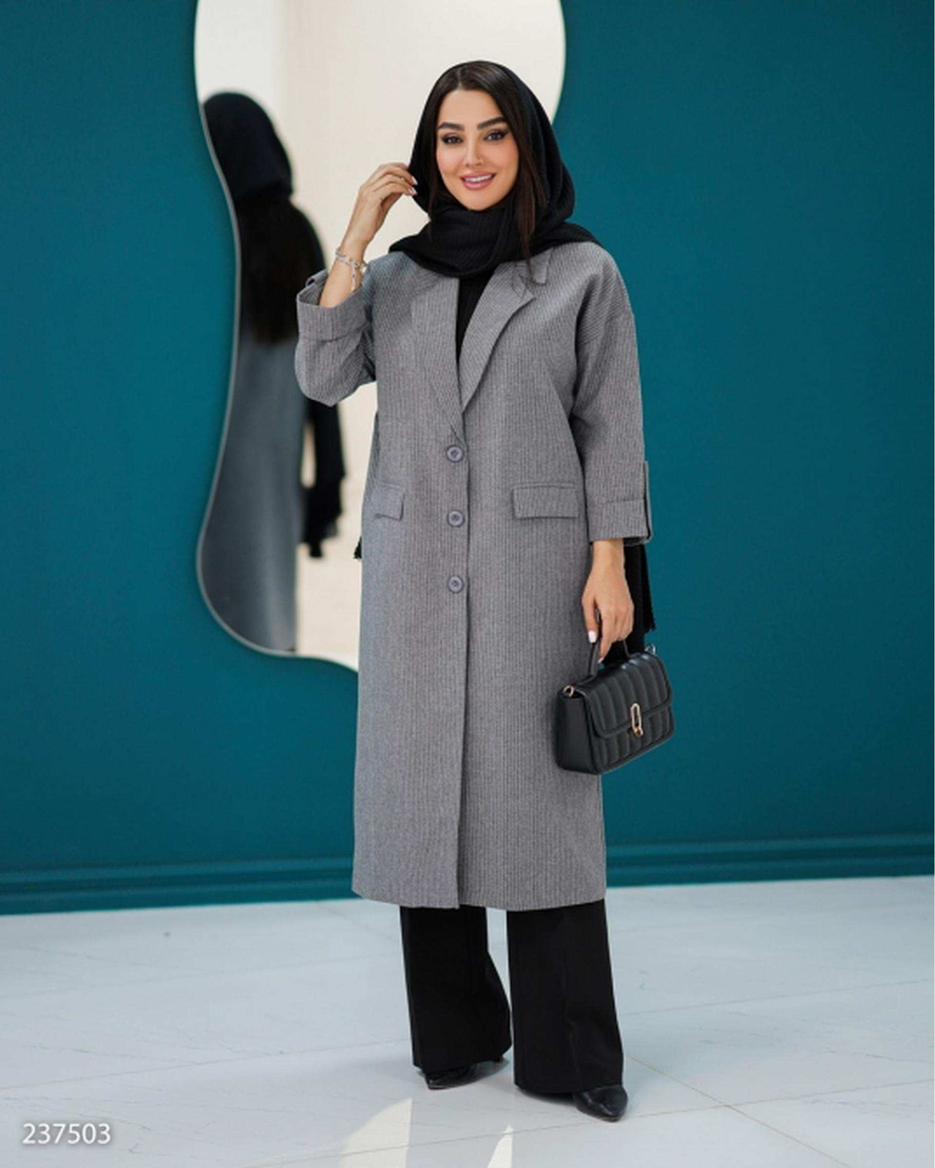 مانتو بلند زنانه دیپلمات طوسی السانا Elsana مدل زلاله کد 2375