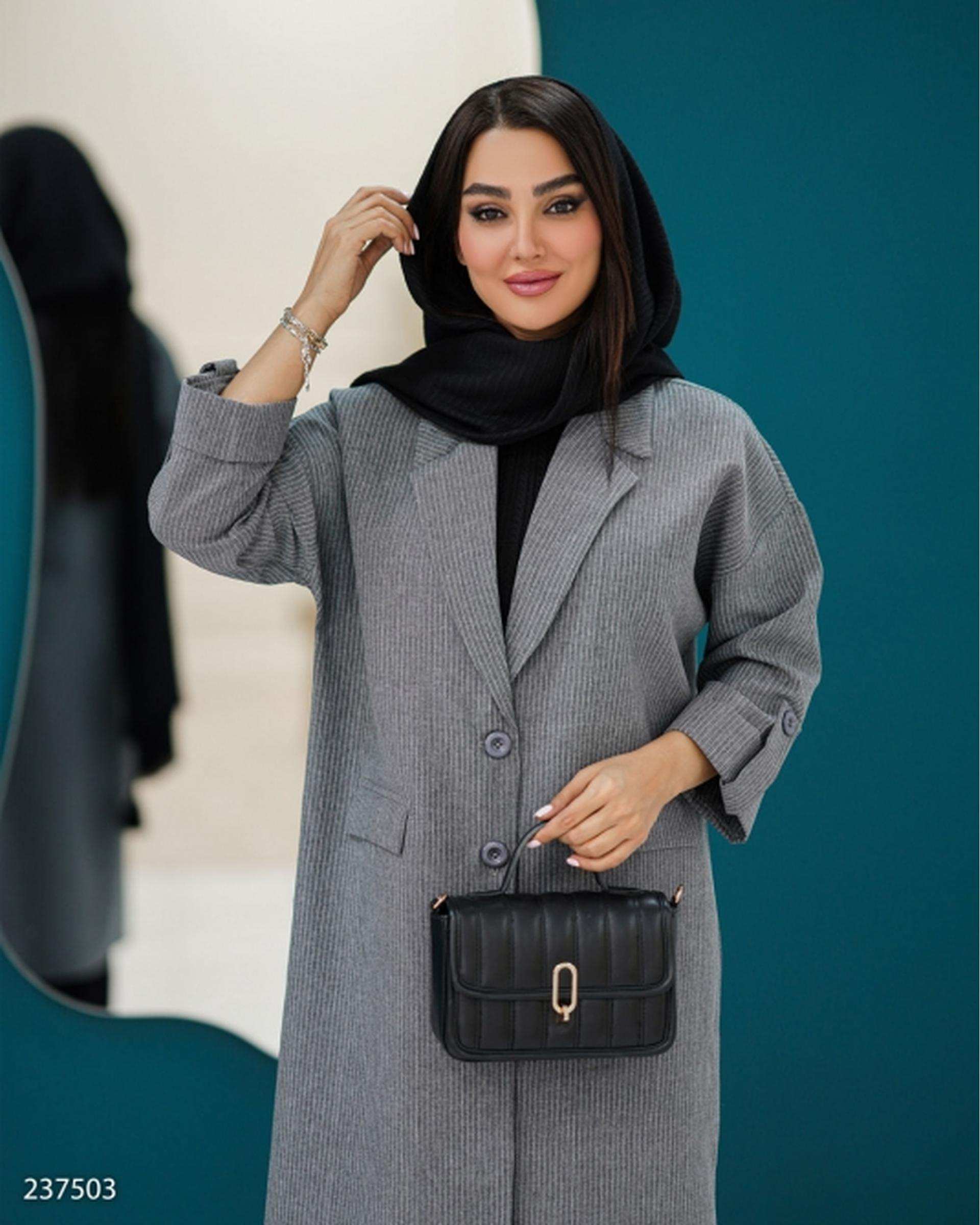 مانتو بلند زنانه دیپلمات طوسی السانا Elsana مدل زلاله کد 2375