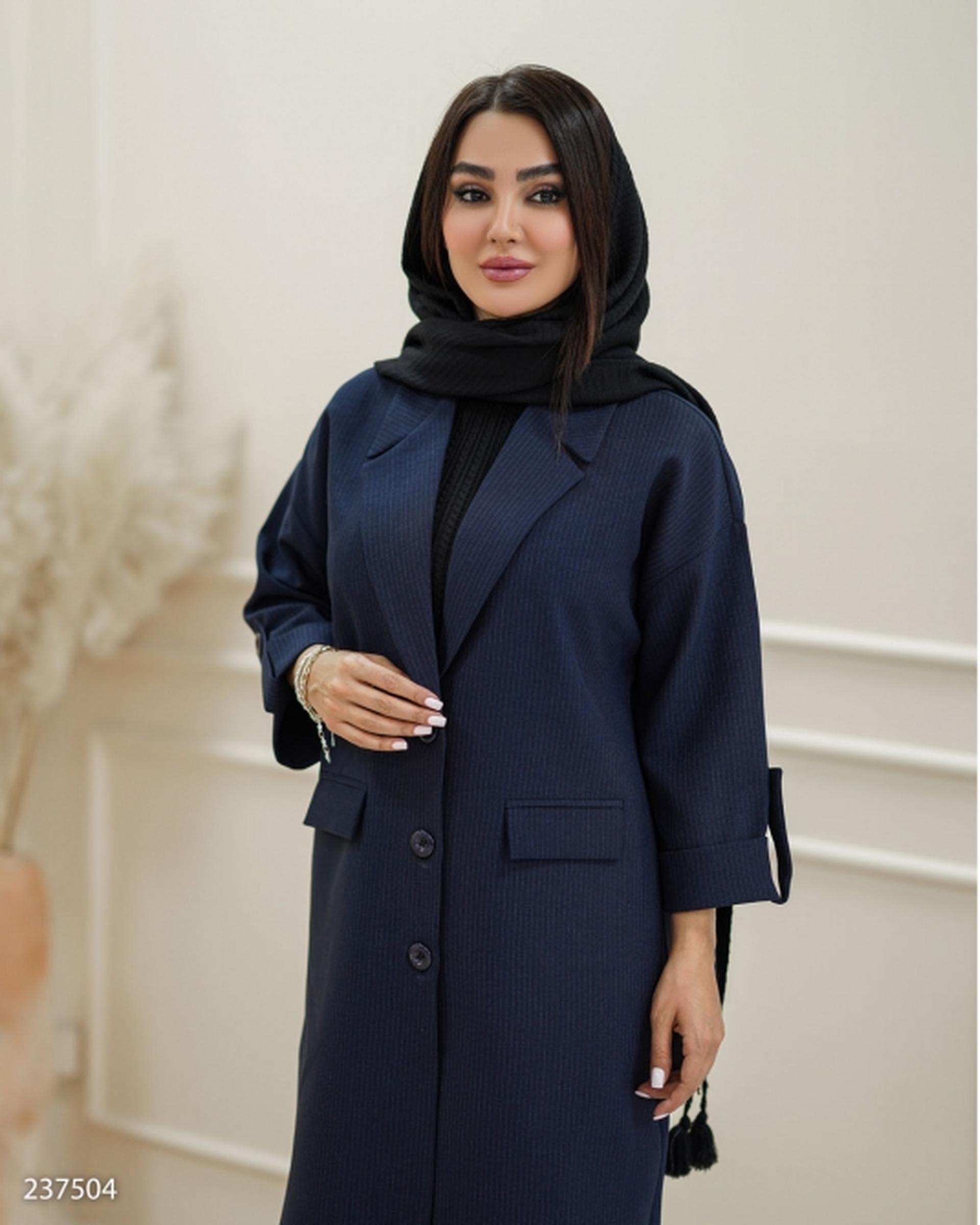 مانتو بلند زنانه دیپلمات سرمه ای السانا Elsana مدل زلاله کد 2375