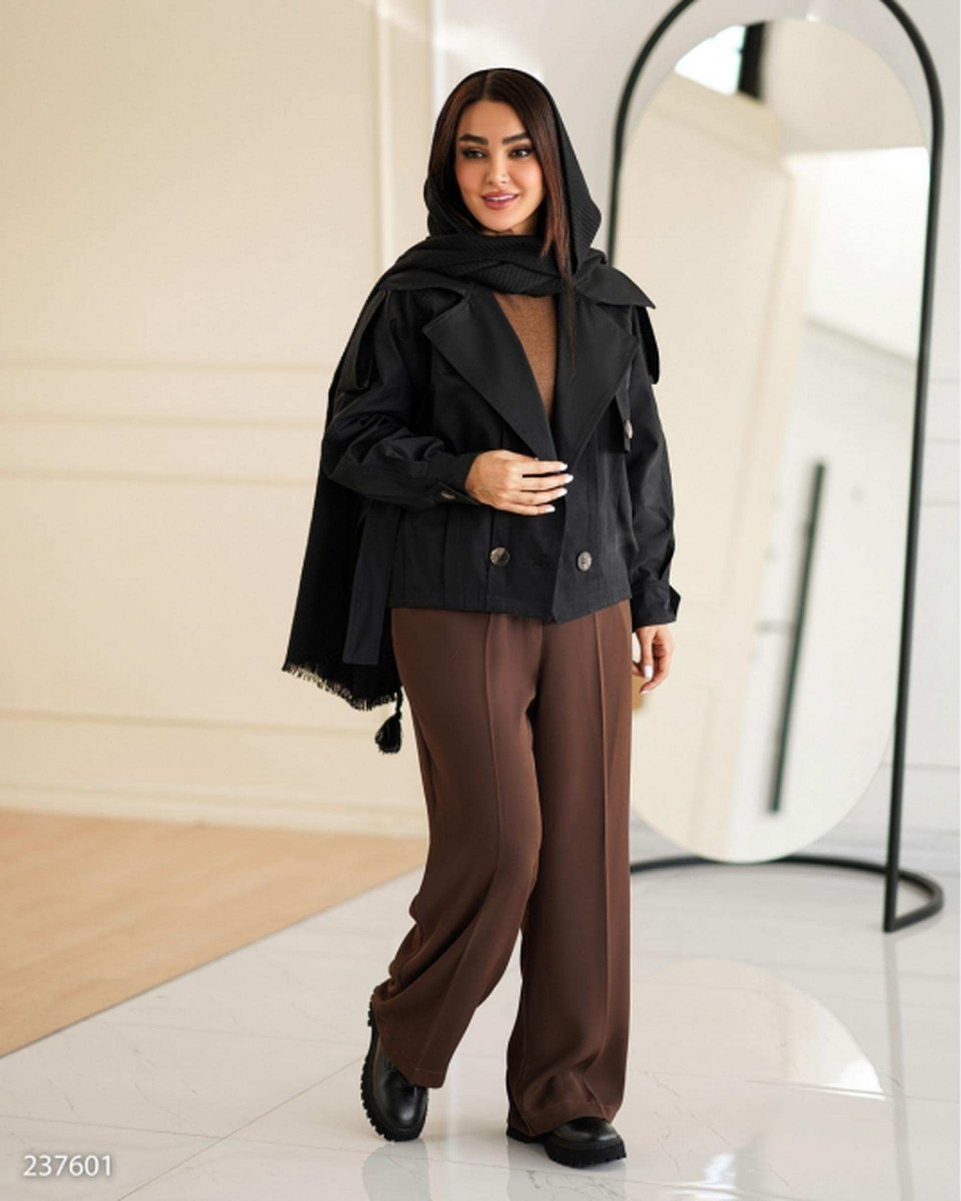 بامبر جکت زنانه کتان زارا مشکی السانا Elsana مدل یوتاب کد 2376