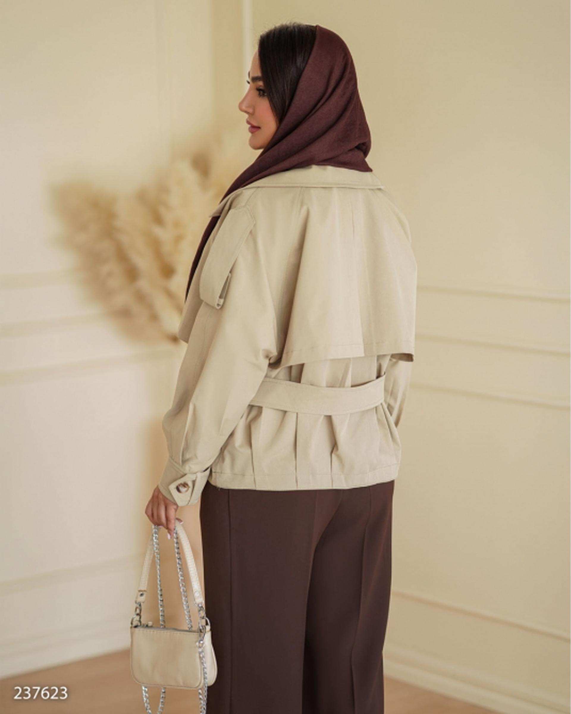 بامبر جکت زنانه کتان زارا نخودی السانا Elsana مدل یوتاب کد 2376