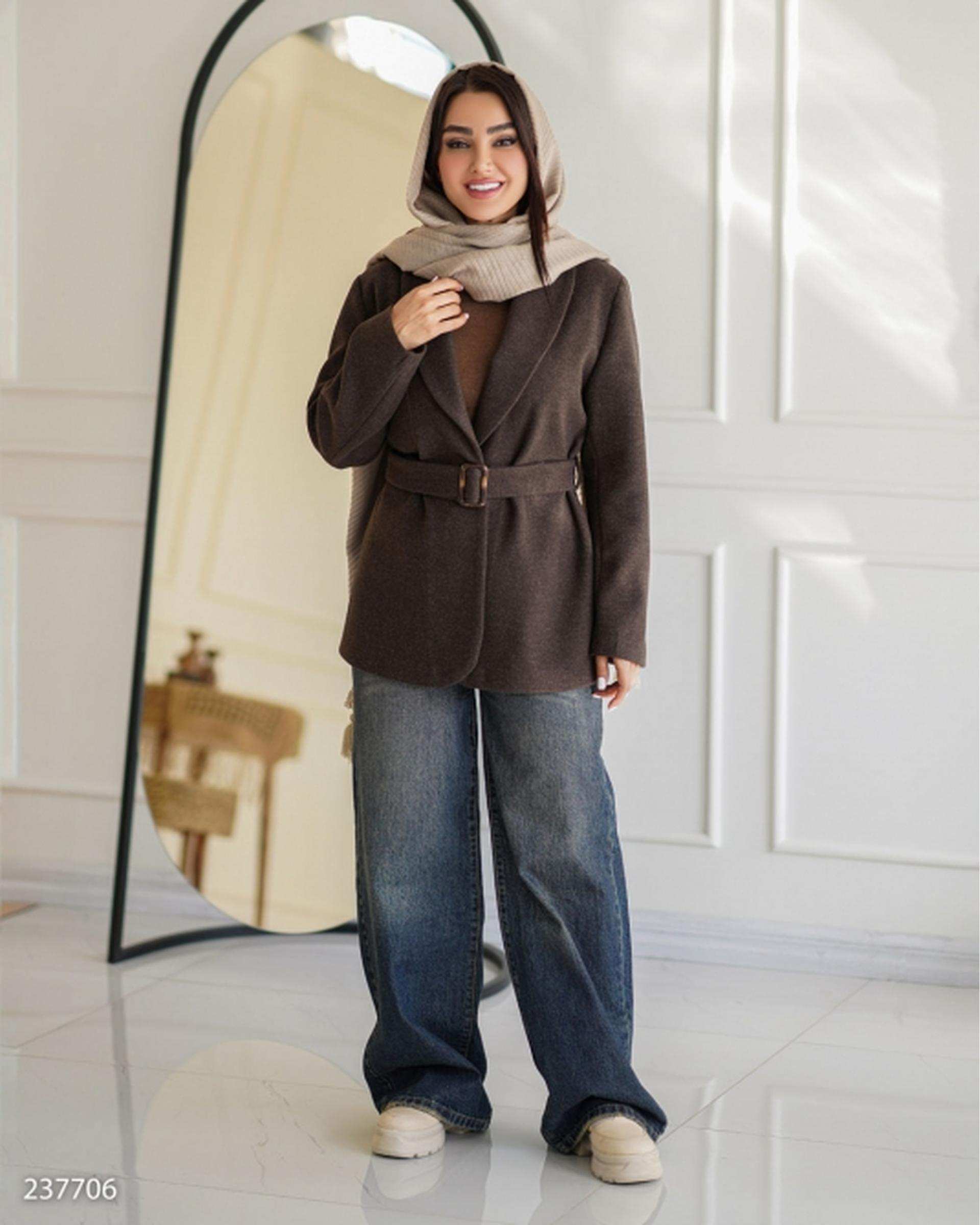 پالتو زنانه فوتر قهوه ای السانا Elsana مدل نیلفام کد 2377