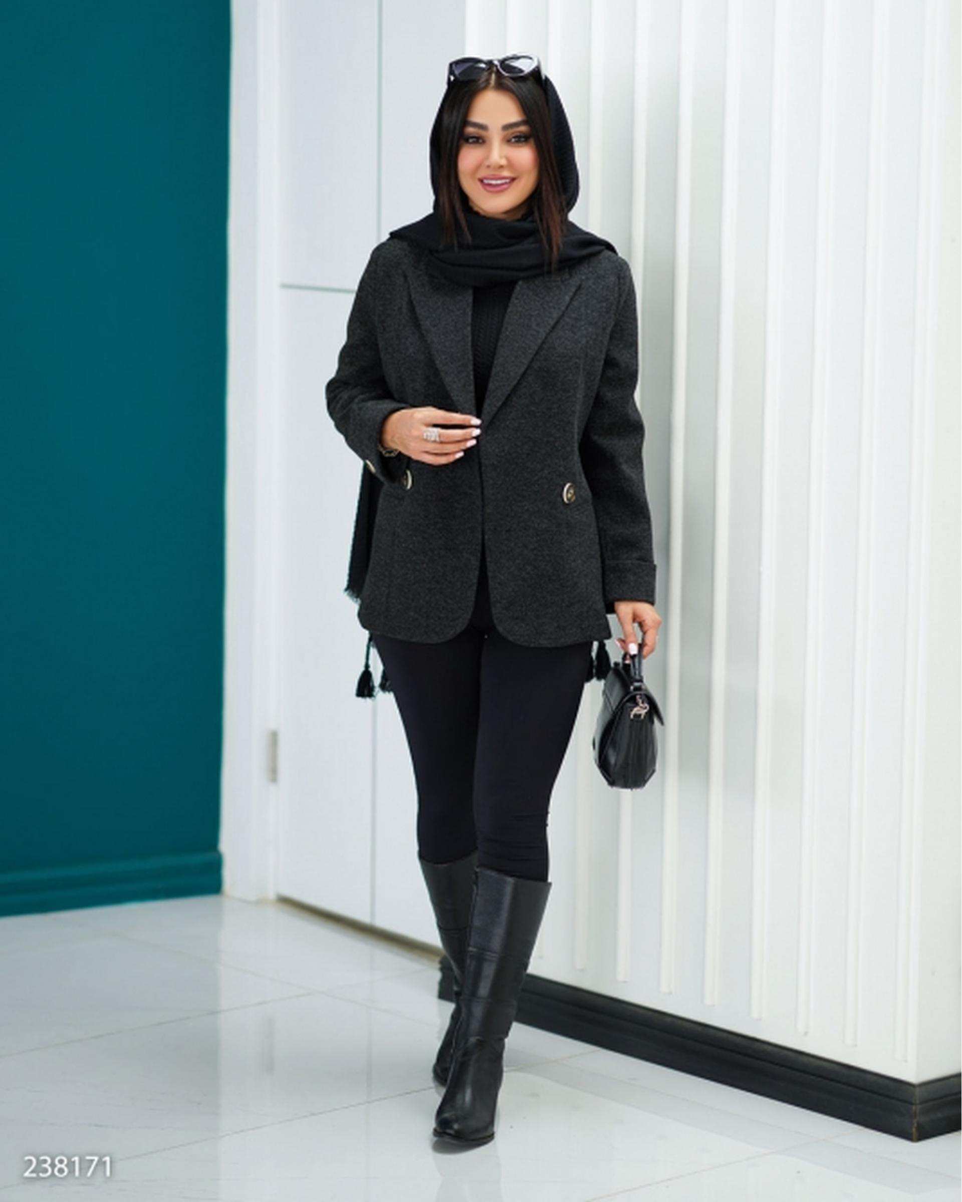 پالتو زنانه فوتر زغالی السانا Elsana مدل برشید کد 2381