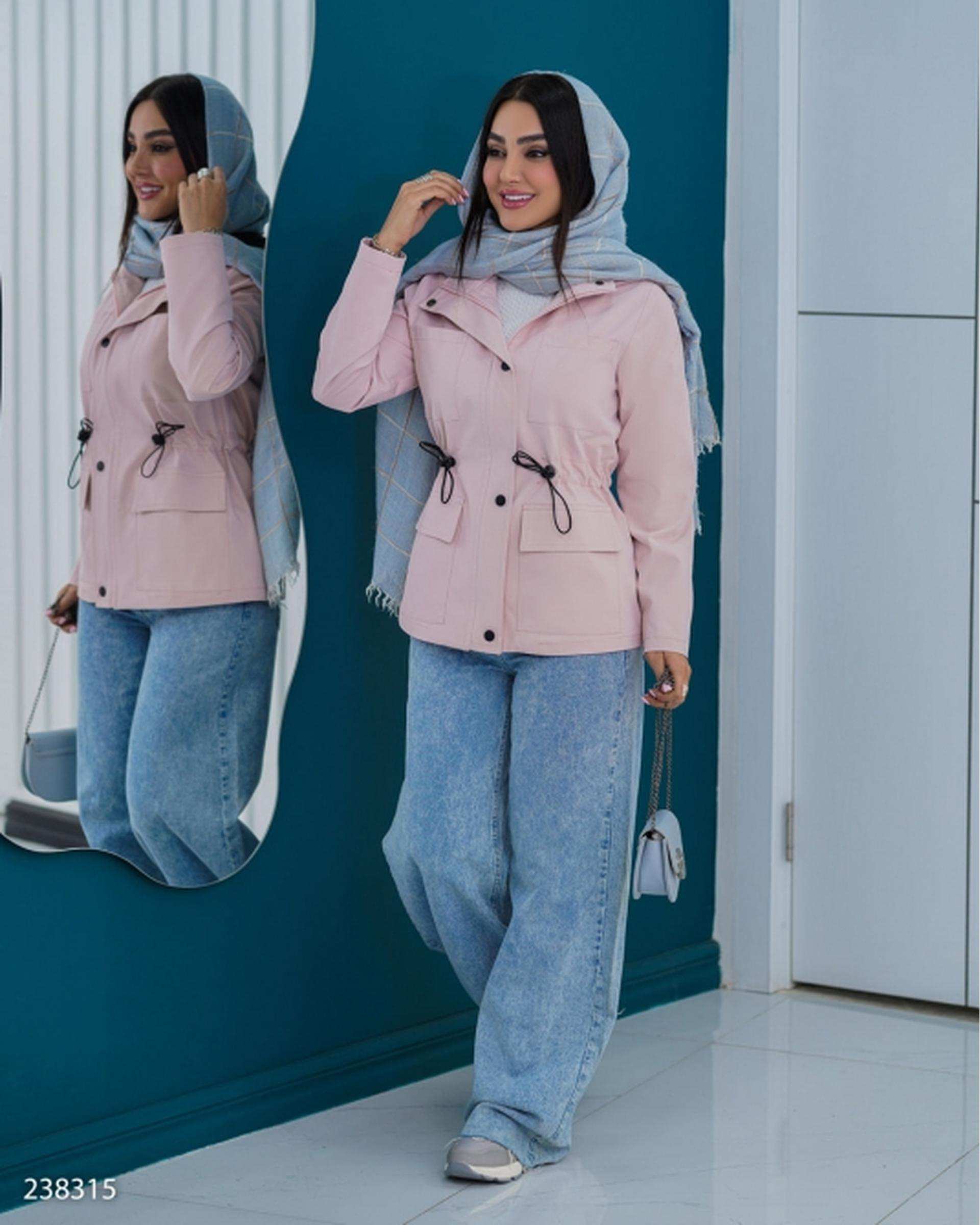 بارانی زنانه کتان صورتی السانا Elsana مدل نازشید کد 2383