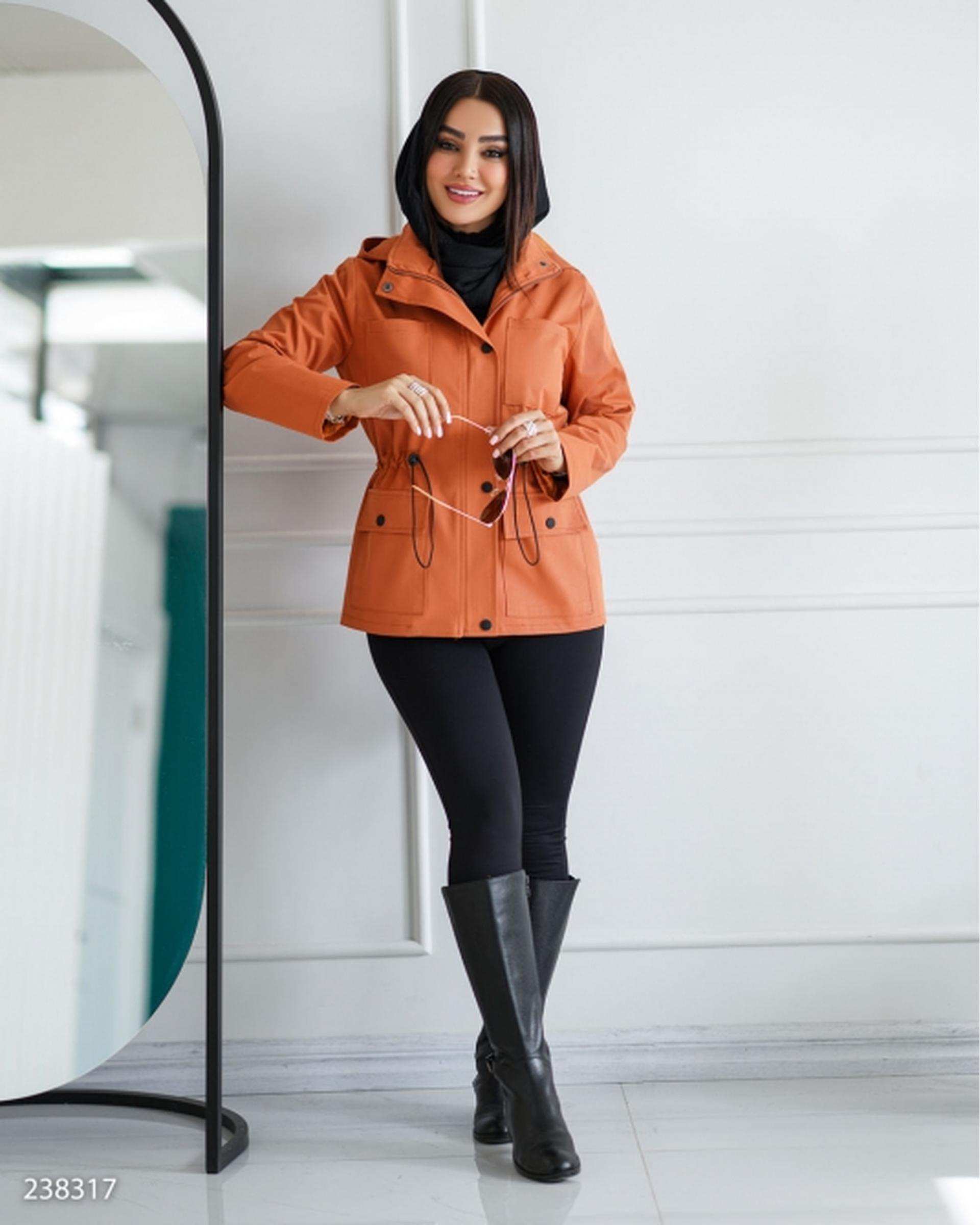 بارانی زنانه کتان آجری السانا Elsana مدل نازشید کد 2383