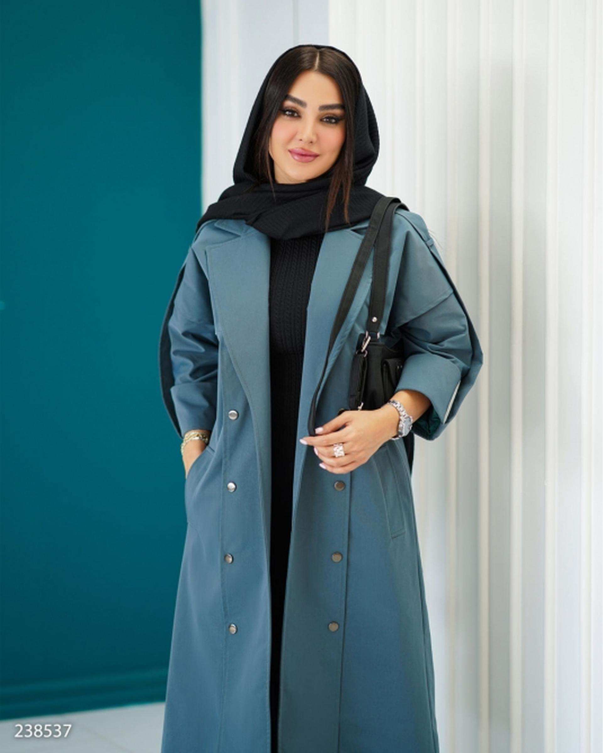 بارانی بلند زنانه کتان سبز کله غازی السانا Elsana مدل سپینود کد 2385