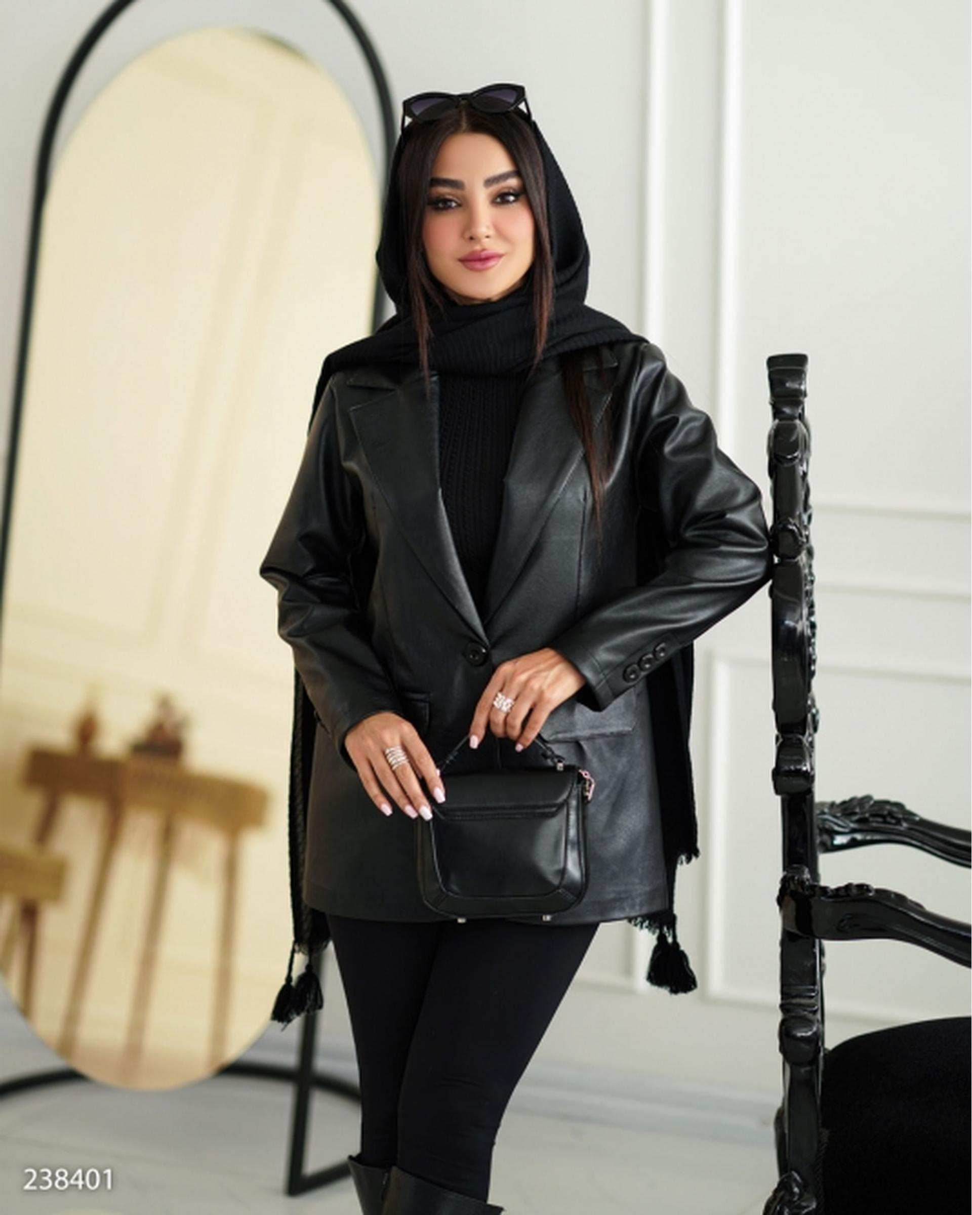 کت چرم زنانه مشکی السانا Elsana مدل بهسام کد 2384