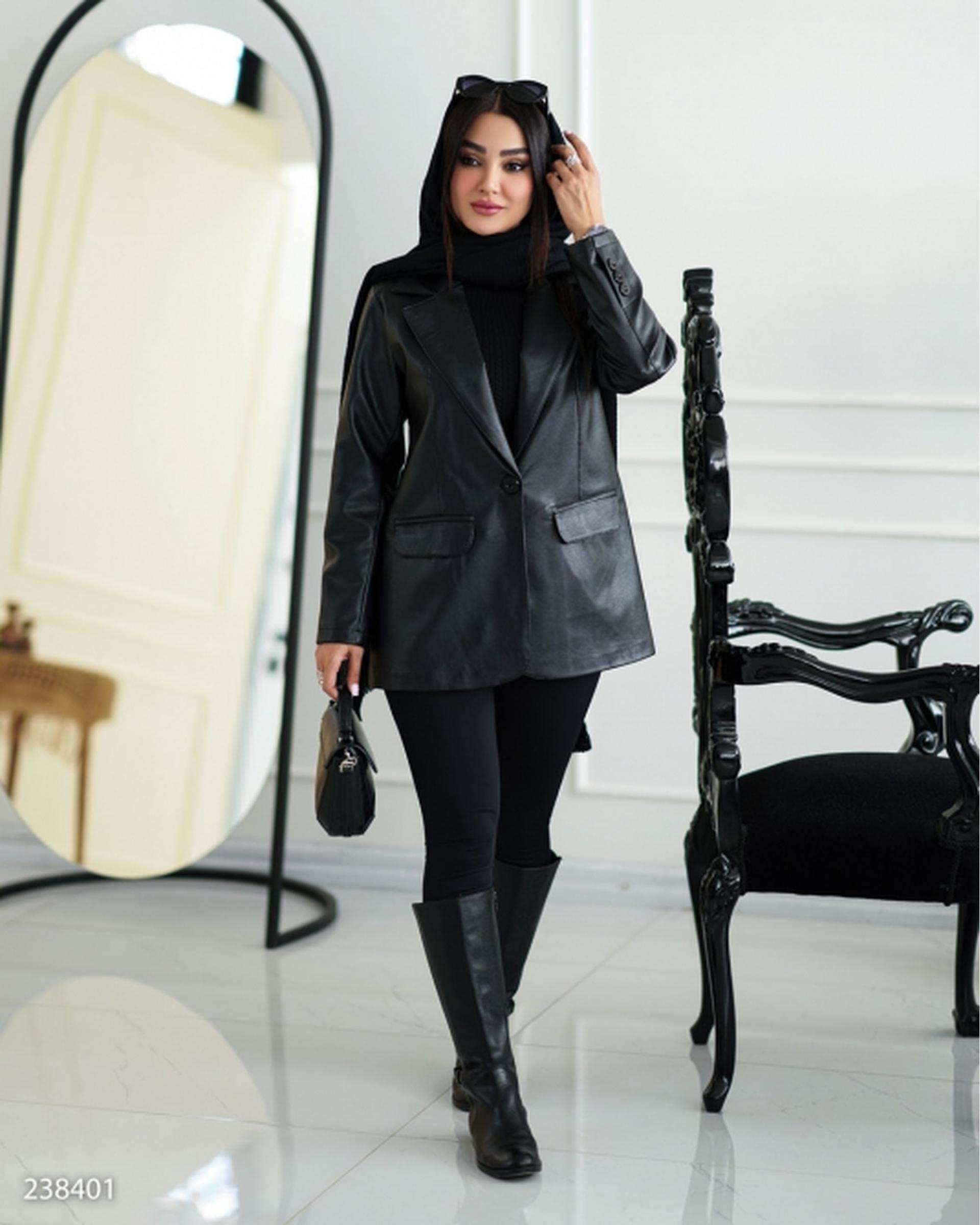 کت چرم زنانه مشکی السانا Elsana مدل بهسام کد 2384