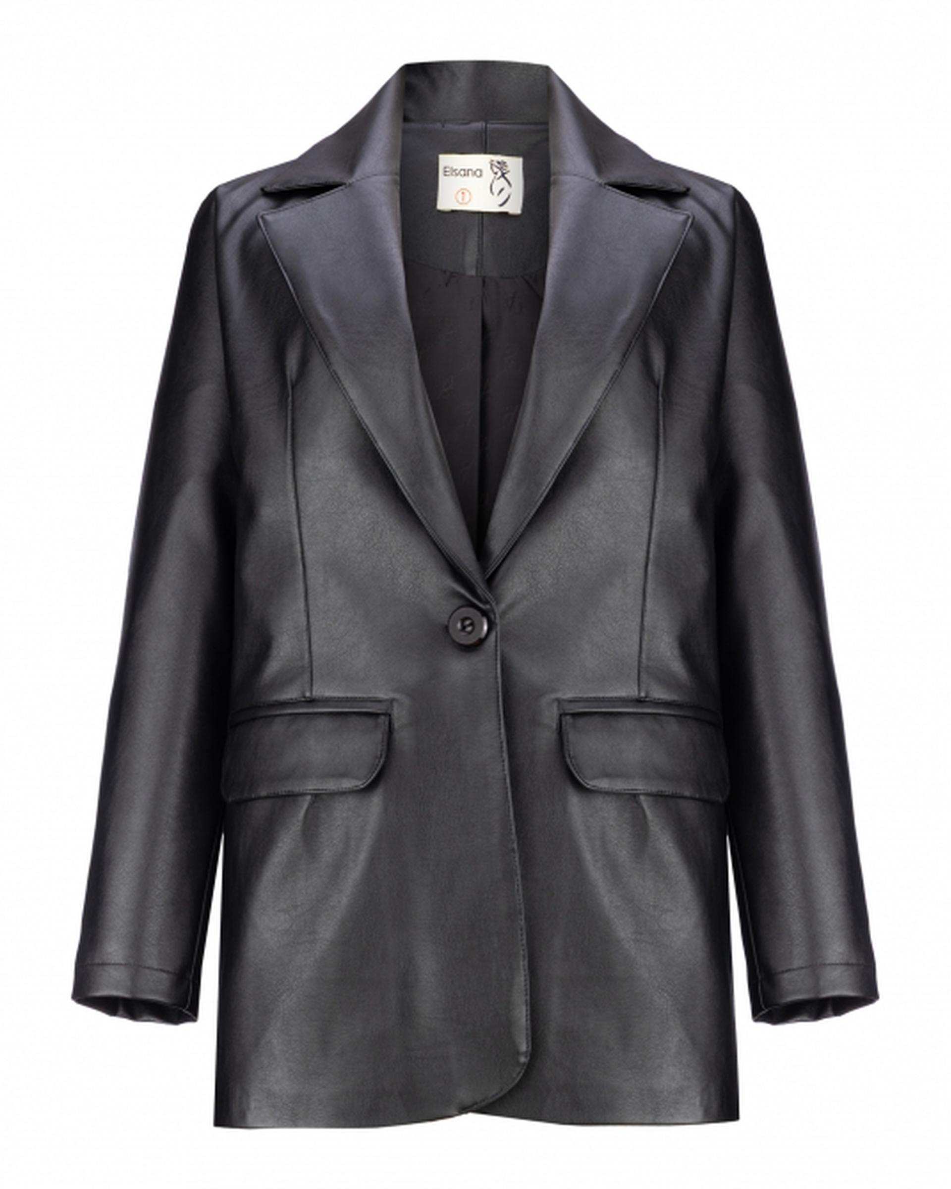 کت چرم زنانه مشکی السانا Elsana مدل بهسام کد 2384